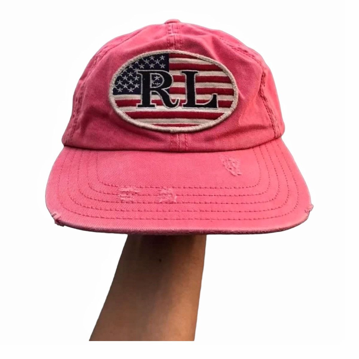 Polo Ralph Lauren × Ralph Lauren × Vintage Polo Jeans Ralph Lauren Baseball Cap Hat Distressed USA Flag Size ONE SIZE - 1 Thumbnail