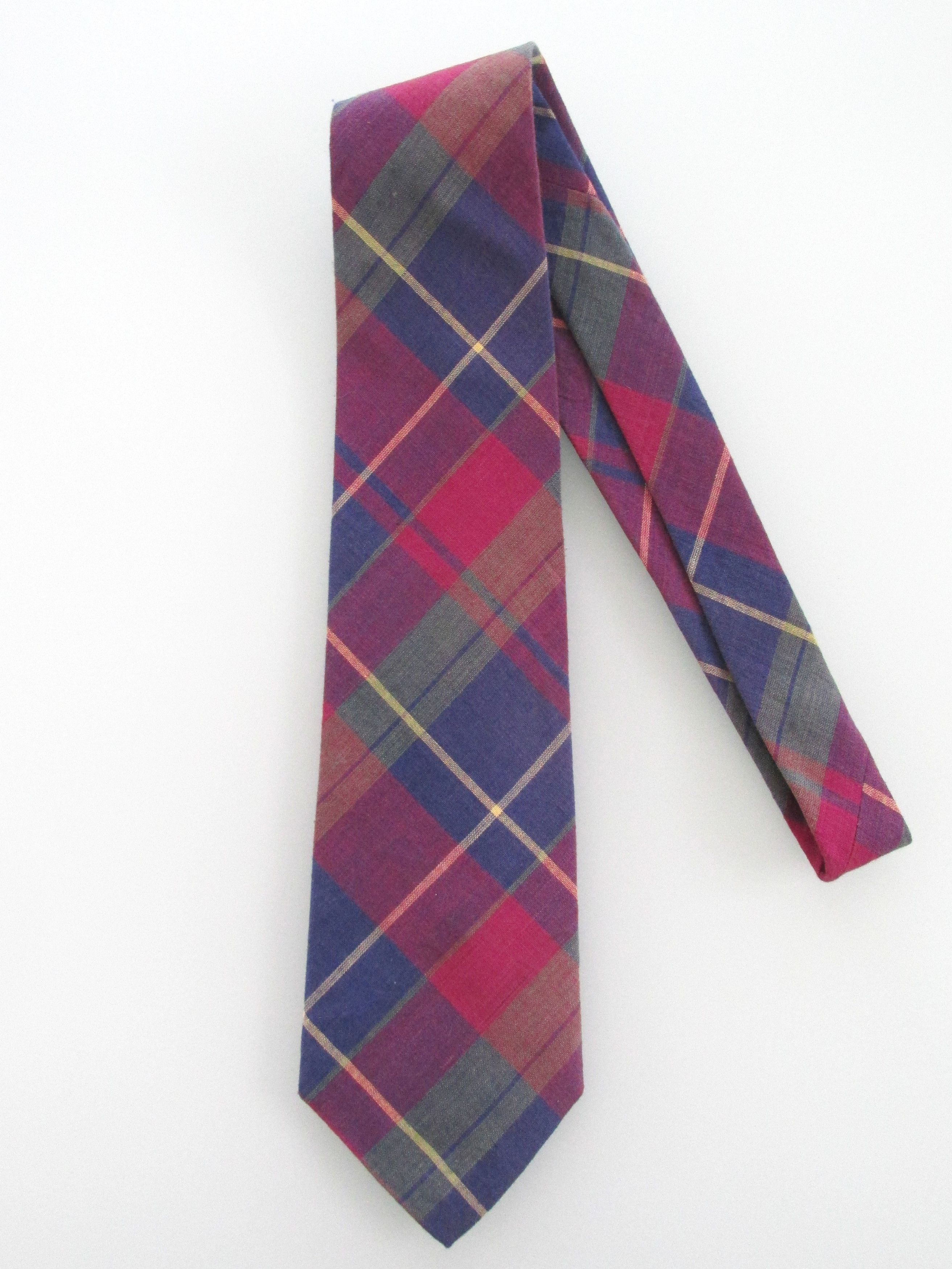 Vintage Rooster Vintage Men's Cotton Plaid Ties Size ONE SIZE - 1 Thumbnail