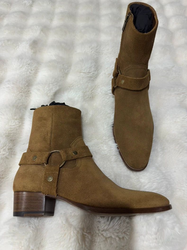 Saint Laurent Paris Saint Laurent Paris Suede buckled Chelsea boots 2505-Nextar Size US 10 / EU 43 - 1 Thumbnail