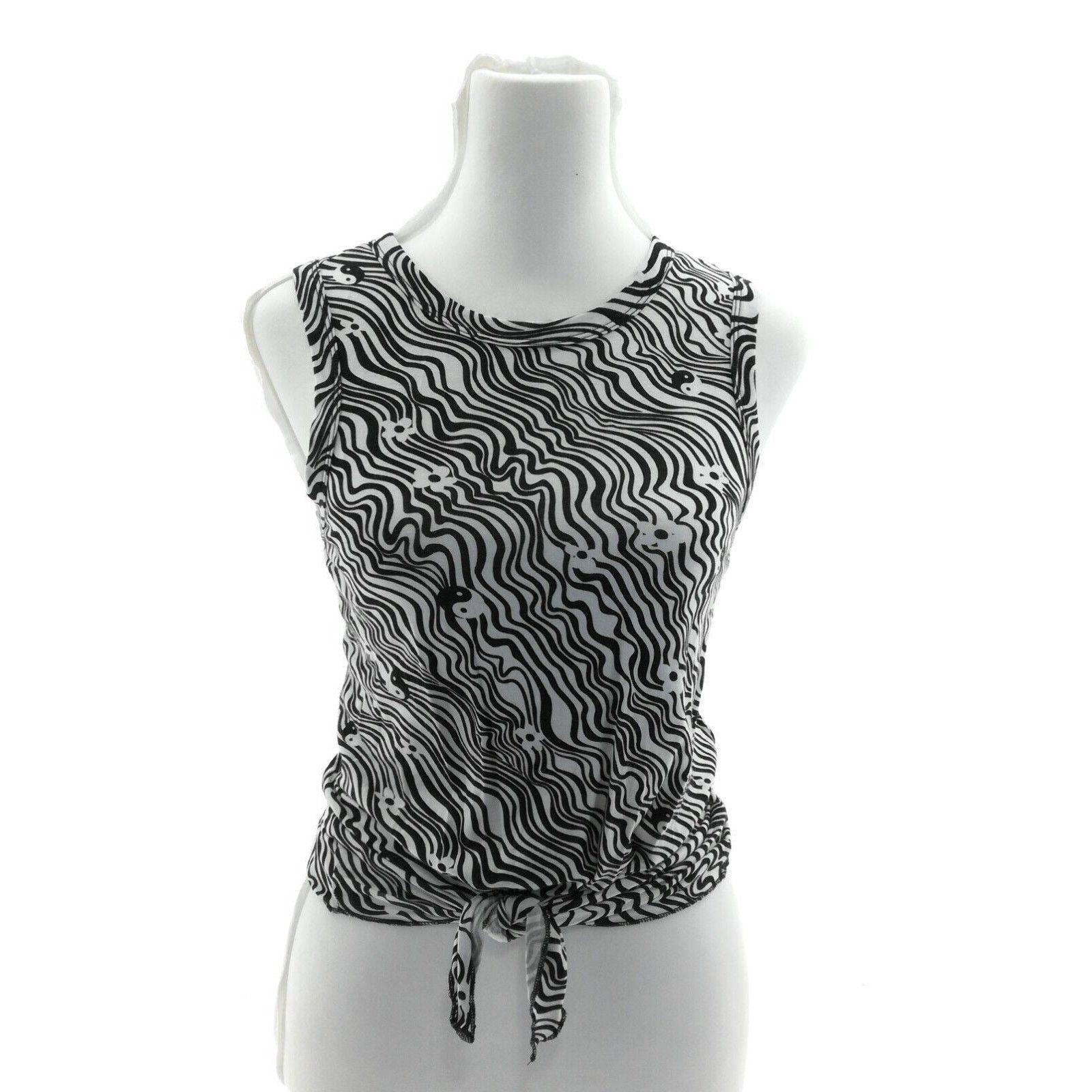 Other Self Esteem Black & White Sleeveless Tie Front Top Medium Size M / US 6-8 / IT 42-44 - 2 Thumbnail