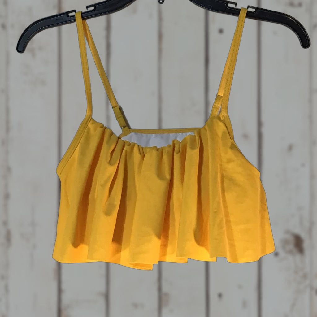 Swims Women's Yellow Ruffle Bikini Top S Padded Adjustable Spaghetti Strap No Wire Swimwear Size S / US 4 / IT 40 - 1 Thumbnail