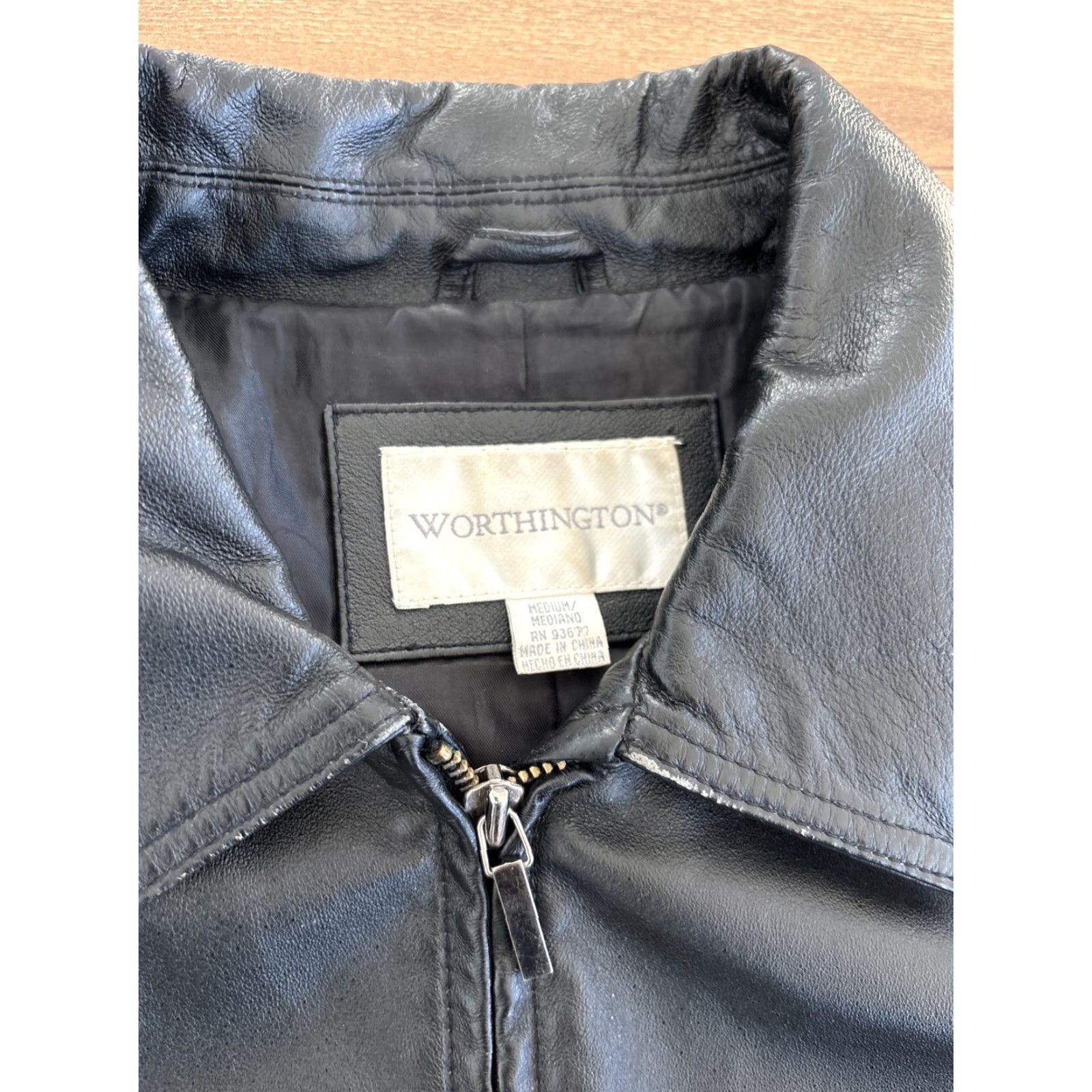Worthington Worthington Leather Coat Jacket Black Womens Medium Full Zip Size M / US 6-8 / IT 42-44 - 3 Thumbnail