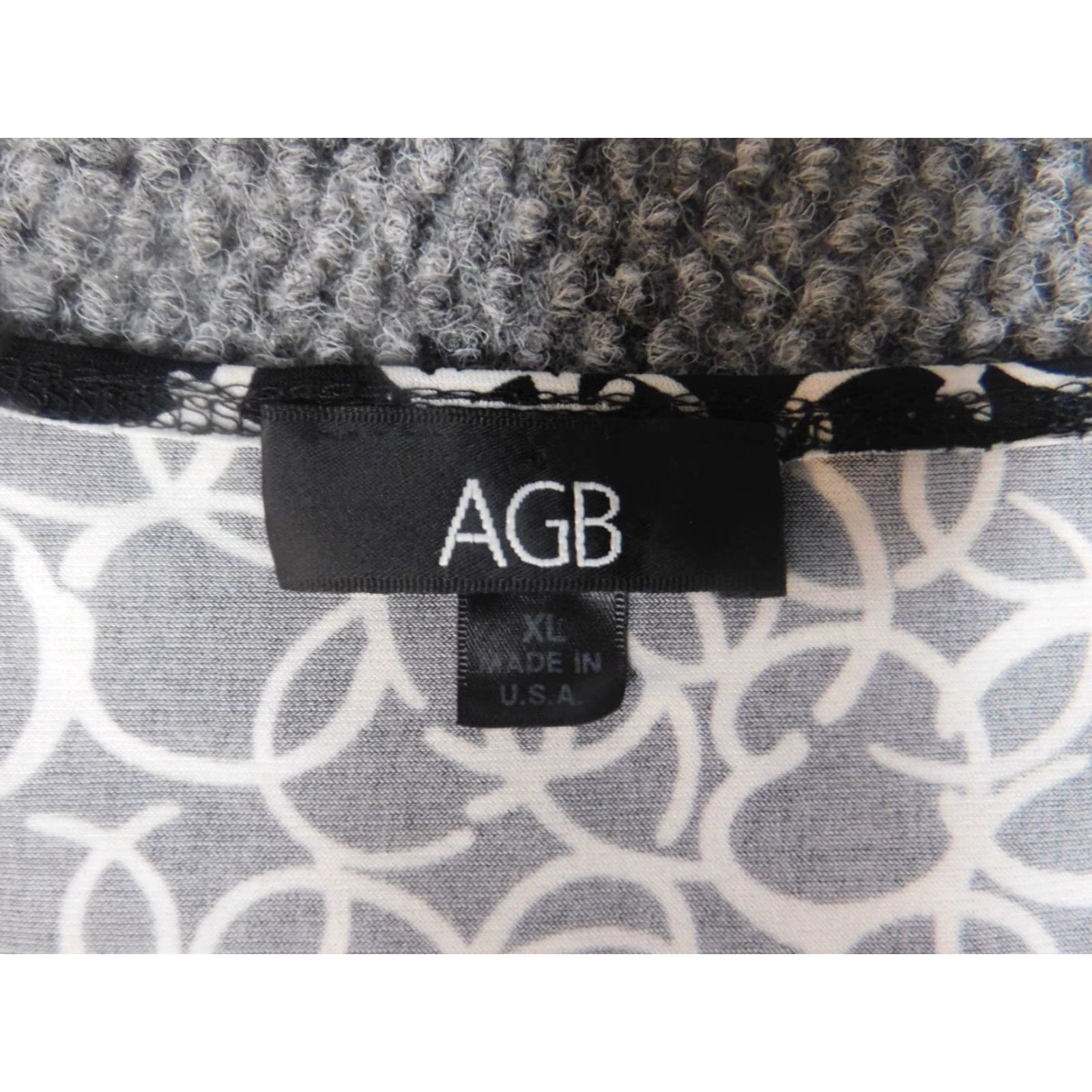 Vintage AGB Blouse Women XL Black Pullover Long Sleeve Round Neck Geometric Pattern Polyester Rayon Stretch Casual Regular Ruffle Size XL / US 12-14 / IT 48-50 - 5 Thumbnail