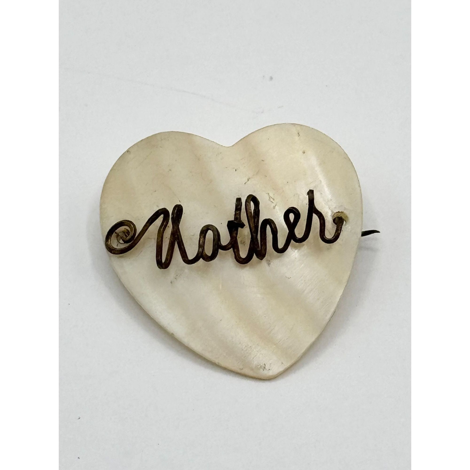Vintage Estate Mother of Pearl Wire Work Heart Vintage Pin Brooch Size ONE SIZE - 2 Thumbnail