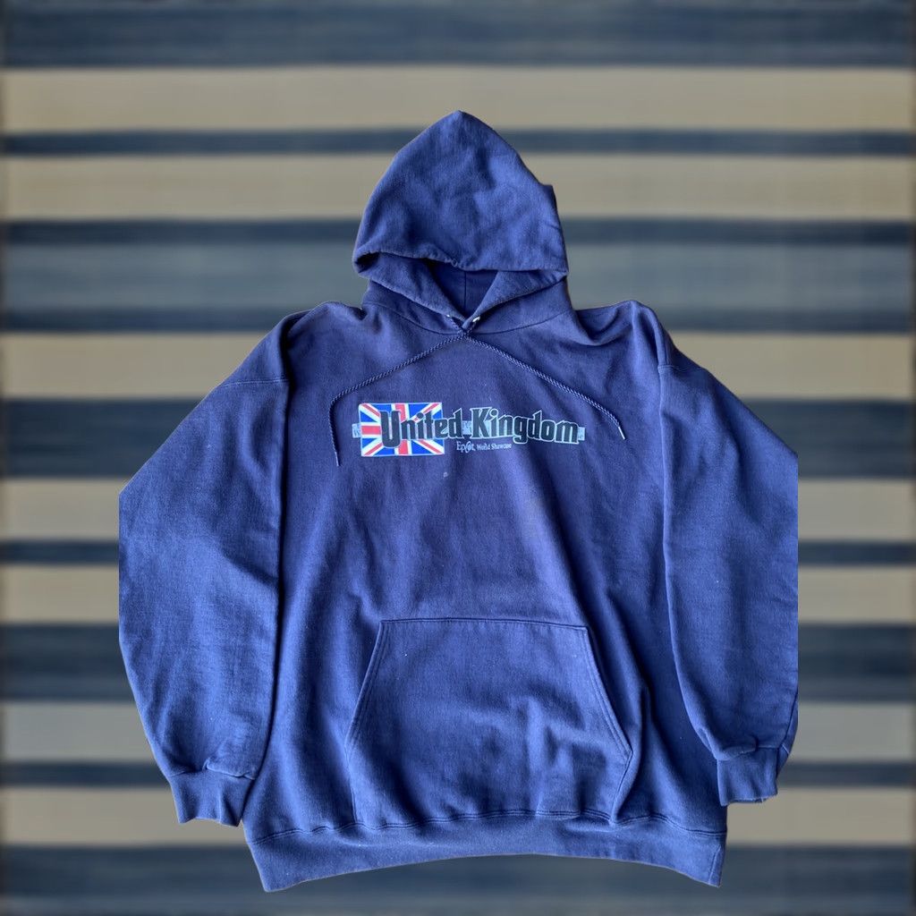 Disney VINTAGE Disney Mickey Mouse United Kingdom Epcot Hoodie Sweatshirt XL Blue Size US XL / EU 56 / 4 - 1 Thumbnail