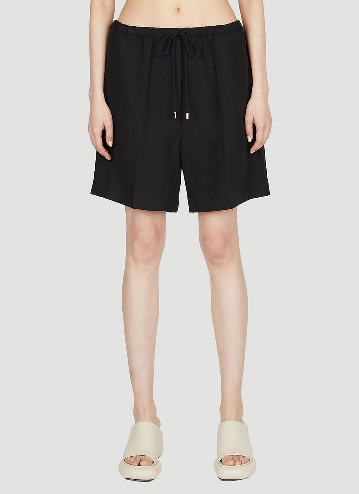 Toteme o1mle0525 Press-Creased Drawstring Shorts in Black Size 25" / US 0 / IT 36 - 1 Thumbnail