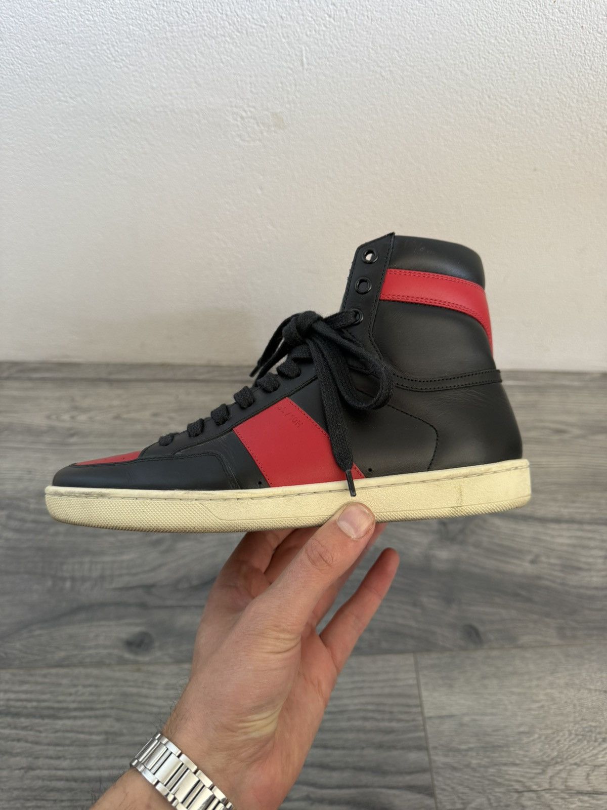 Saint Laurent Paris Saint Laurent Court Classic SL/10H Red & Black High-Tops Size US 6 / EU 39 - 4 Thumbnail