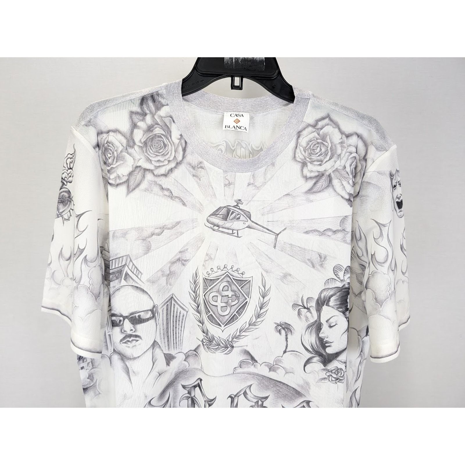 Casablanca o1rshd1 DUP / Printed Crewneck Short Sleeve Mesh Top Tattoo Size US XL / EU 56 / 4 - 4 Thumbnail