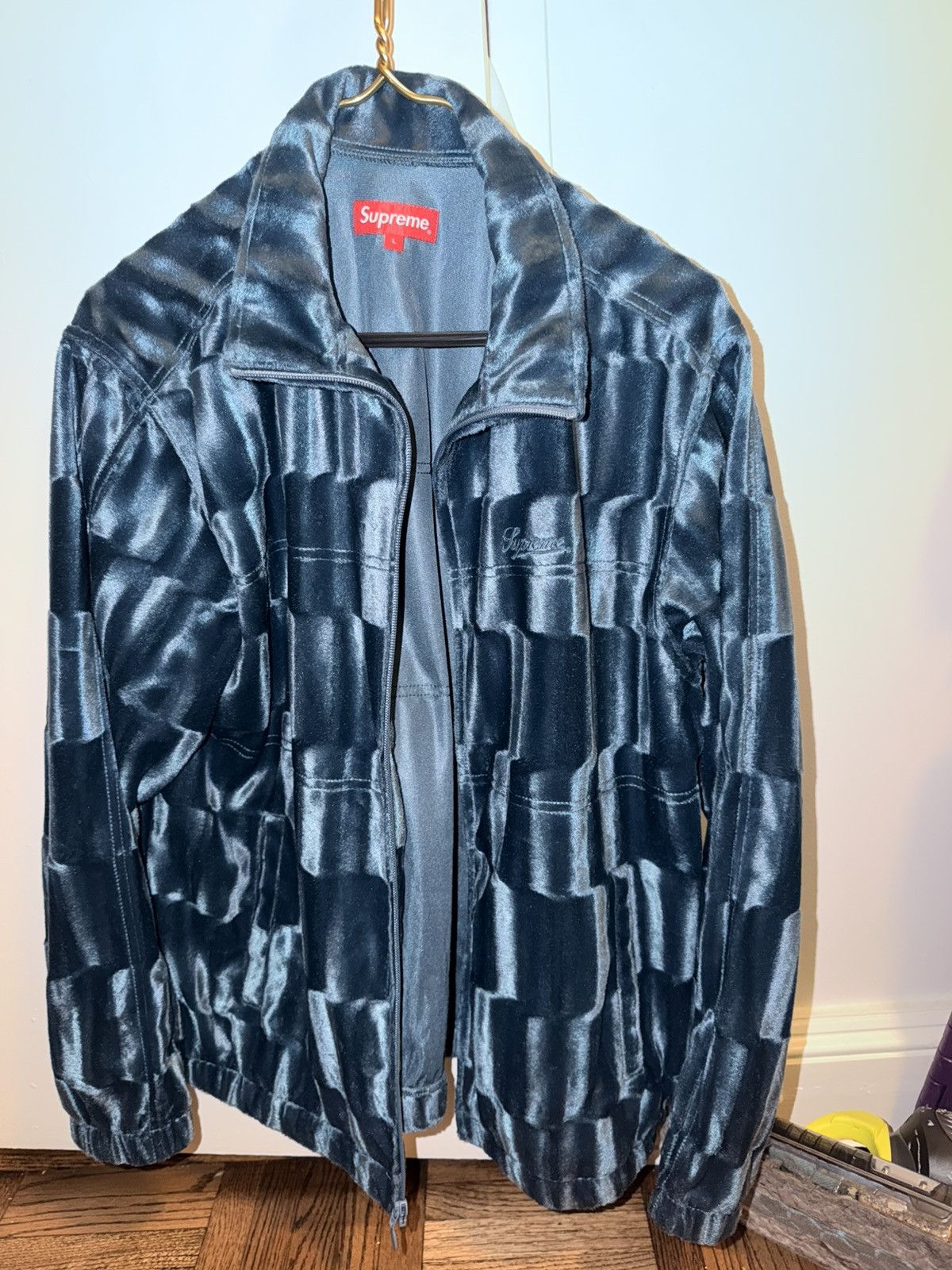 Supreme NEW Supreme Satin Hooded Track Jacket SS24 Navy Zip | Grailed
