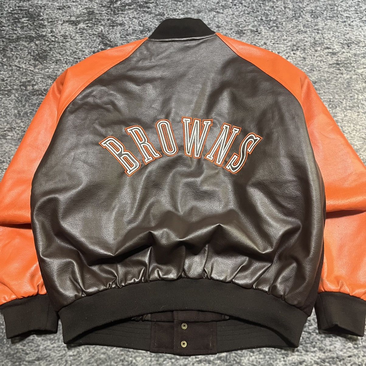 NFL VINTAGE 90s CLEVELAND BROWNS GAME DAY NFL LEATHER JACKET Size US M / EU 48-50 / 2 - 9 Thumbnail