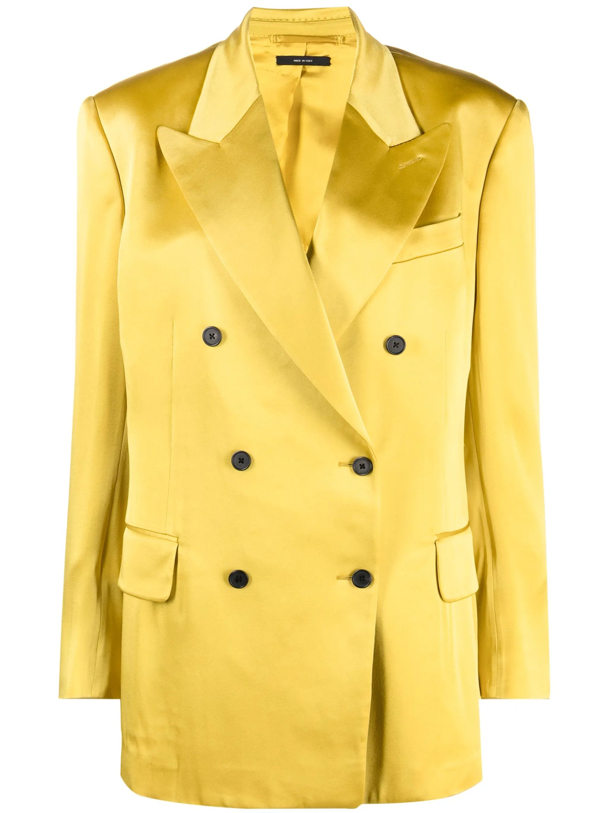Tom Ford o1w1db10225 GI2915 Double-breasted Satin Blazer in Yellow Size M / US 6-8 / IT 42-44 - 1 Thumbnail