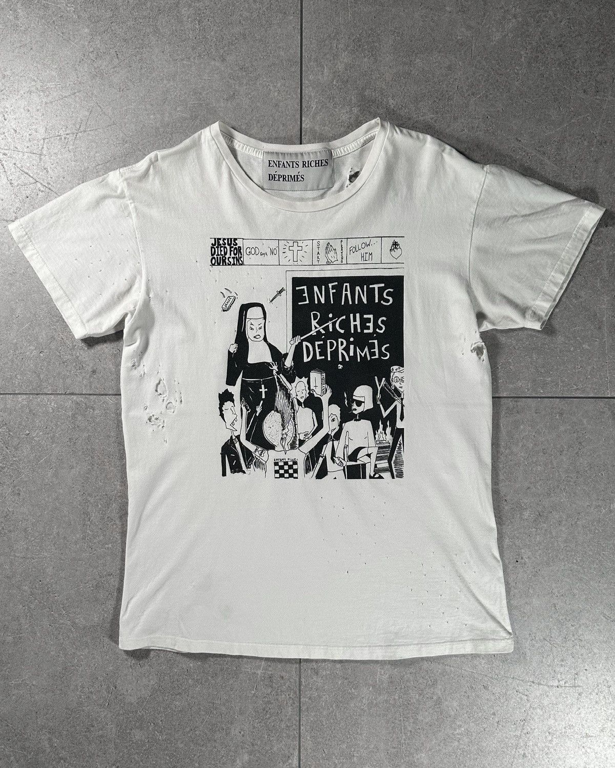 Enfants Riches Deprimes School Tee / God says No / Jesus Died For Our Sins Size US M / EU 48-50 / 2 - 1 Thumbnail