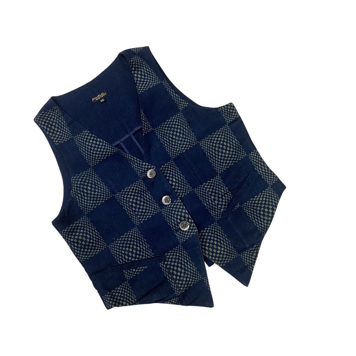 Japanese Brand Sasakura Gensho indigo patchwork vest Size M / US 6-8 / IT 42-44 - 2 Thumbnail