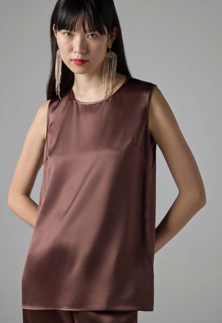 Designer × Fabiana Filippi Womens Silk Elastane Sleeveless Tank Top Size IT 46 UK 14 Size L / US 10 / IT 46 - 1 Thumbnail