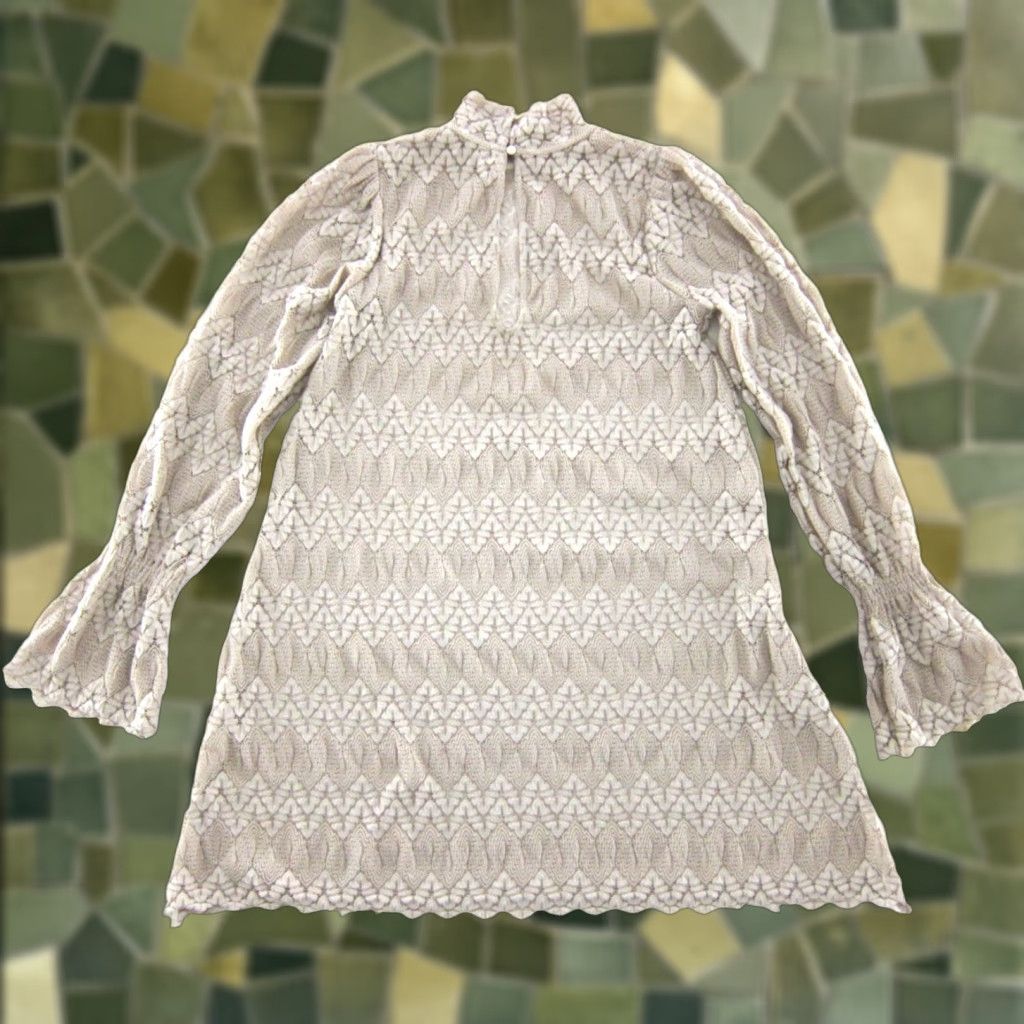 Free People VINTAGE Free People Dress XS Ivory Lace Stretch Mock Neck Long Sleeve Smock Dress, Knee Length, Bohemian, Women, XS Size XS / US 0-2 / IT 36-38 - 1 Thumbnail