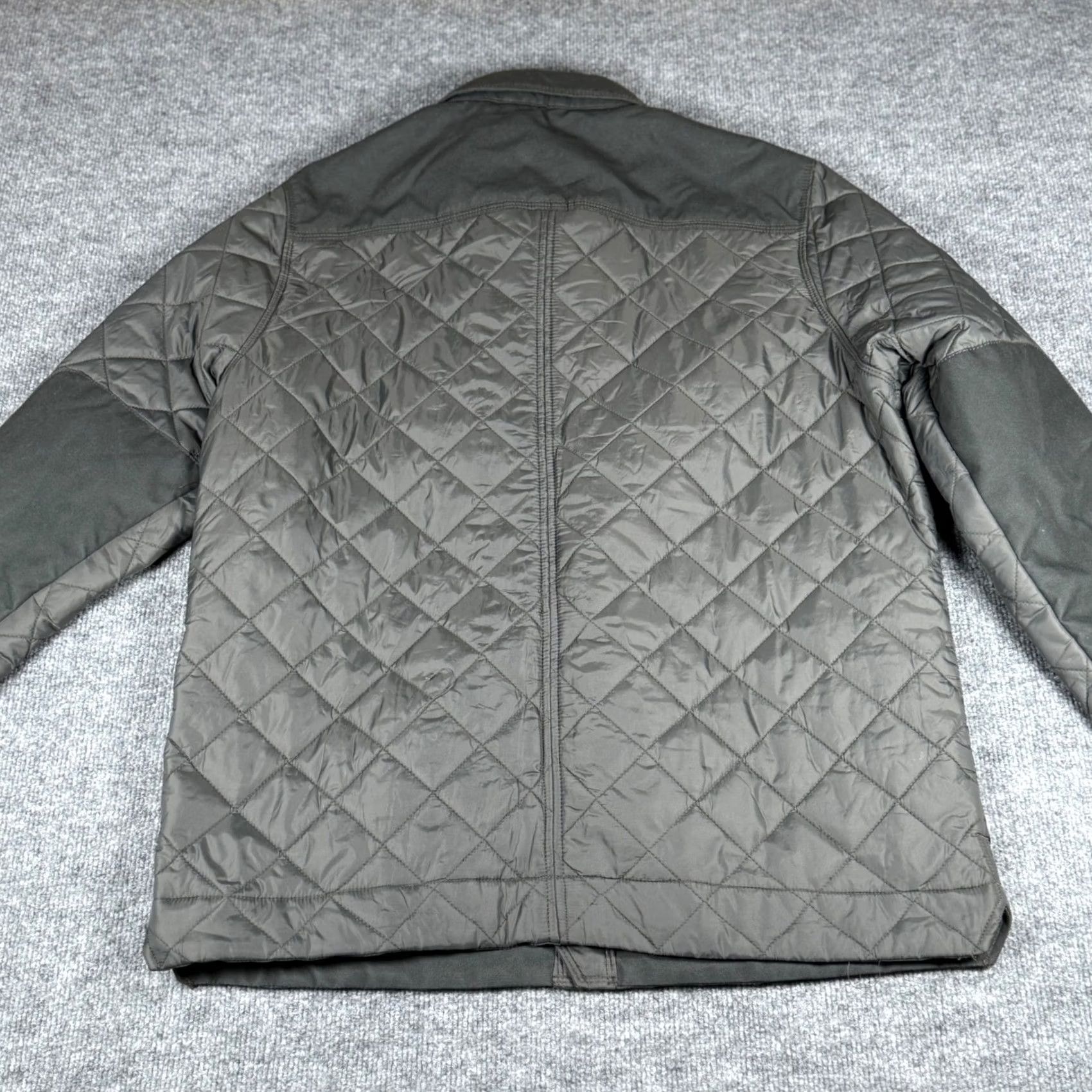 Vintage Mens Quilted Jacket XL Gray Reinforced Elbow Patch Utility Coat Cassius USA Button Zip Long Sleeve Casual Workwear Size US XL / EU 56 / 4 - 7 Thumbnail