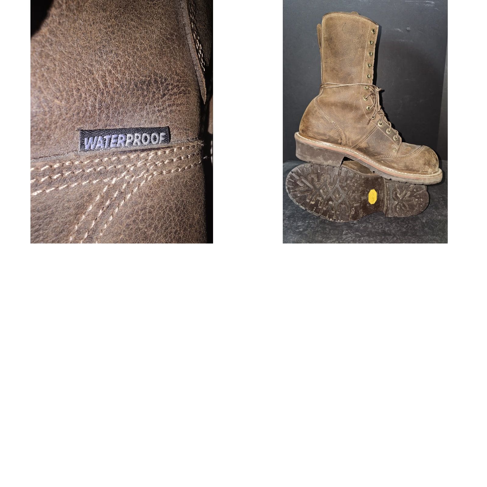 Vintage Carolina CA1904 Linesman Boots Brown Leather Waterproof Composite Toe Men Sz 12D Size US 11 / EU 44 - 10 Thumbnail