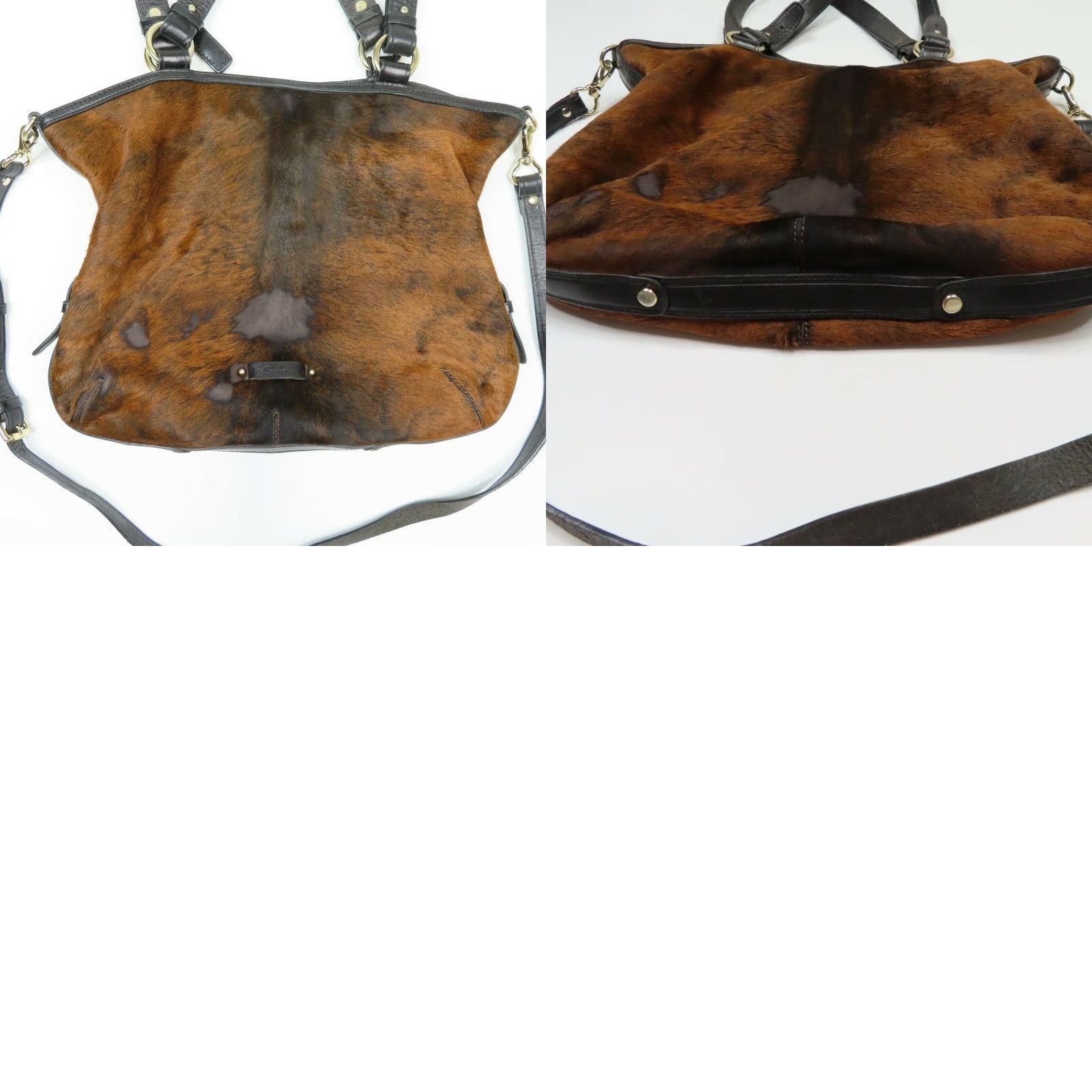 Cole Haan VINTAGE Cole Haan Tantivy Chestnut Brown Haircalf Cowhide Shoulder Bag Purse Handbag Size ONE SIZE - 8 Thumbnail