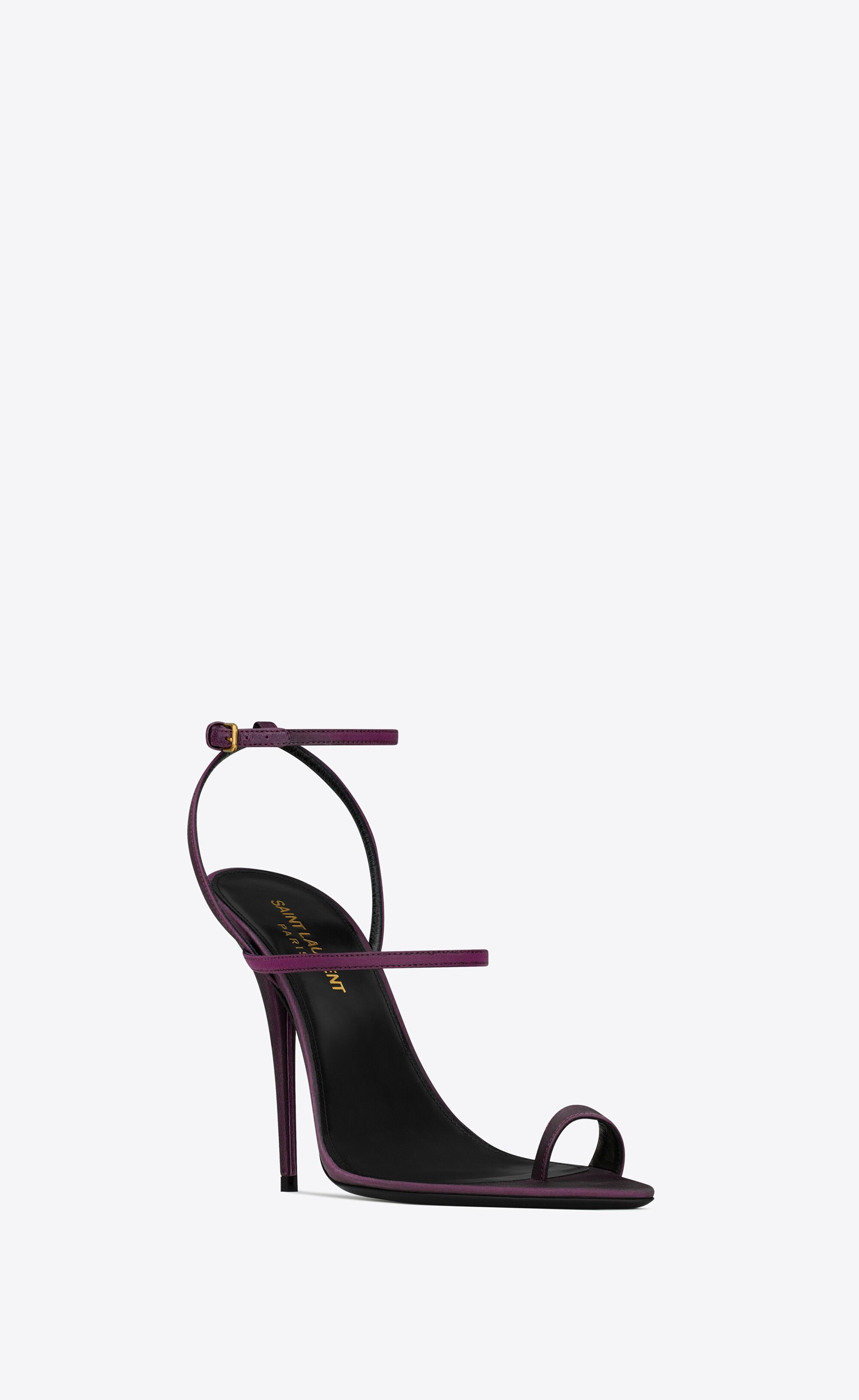Saint Laurent Paris o1s1wg111024 Dive Sandals in Shantung in Prune Purple Size US 8.5 / IT 38.5 - 3 Thumbnail