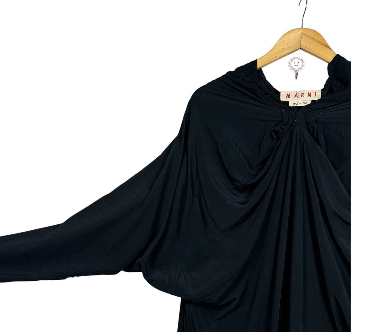 Marni Marni Black Draped Viscose Mini Dress, IT 44, 2010s Vintage Size M / US 6-8 / IT 42-44 - 6 Thumbnail