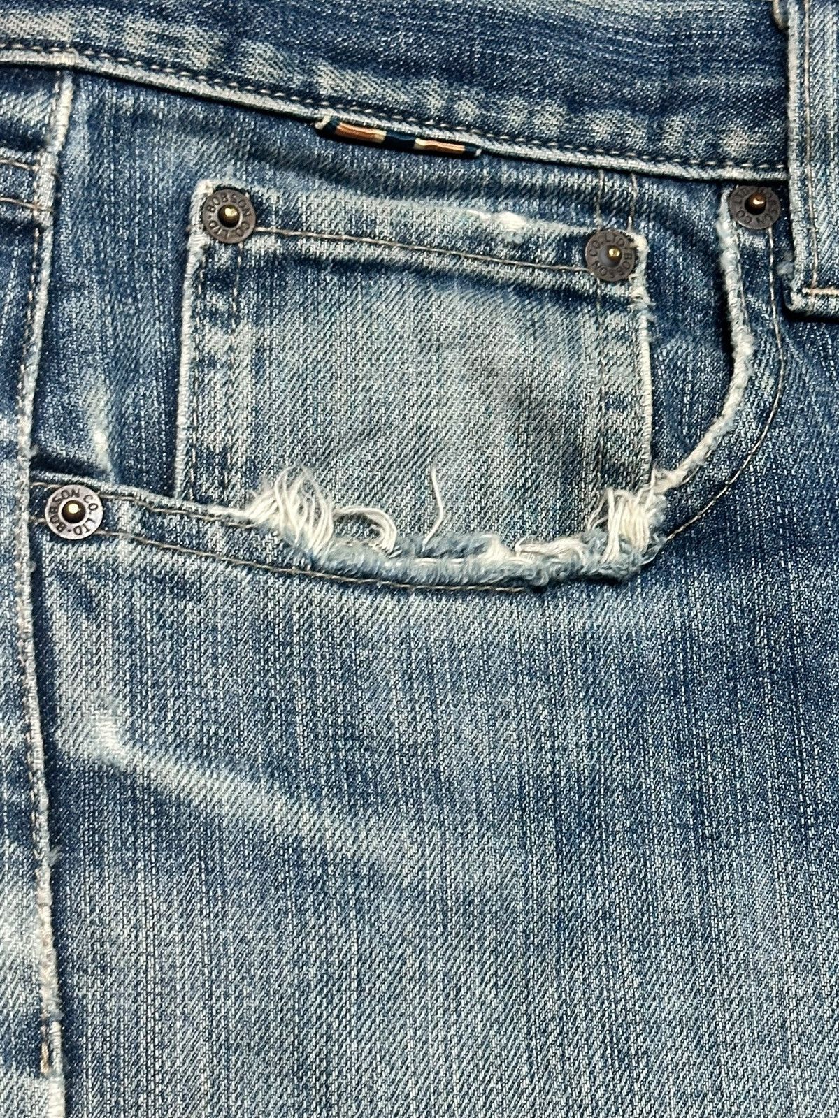 Vintage Cattle Horn Vintage Distressed Blue Denim Jeans Faded Wash Size US 33 - 5 Thumbnail