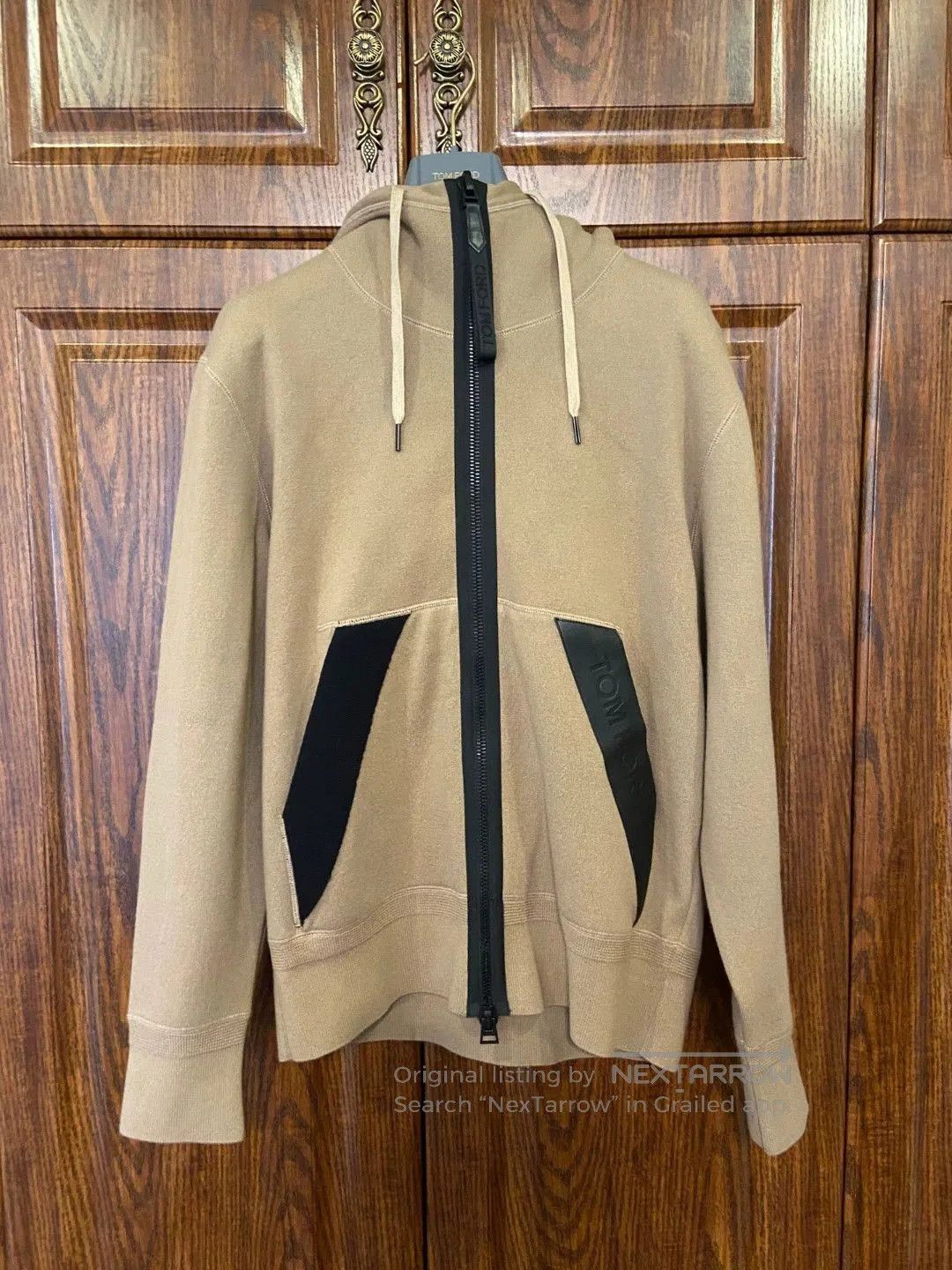 Tom Ford Beige Zip-Up Hoodie with Contrast Panels. Size US M / EU 48-50 / 2 - 1 Thumbnail
