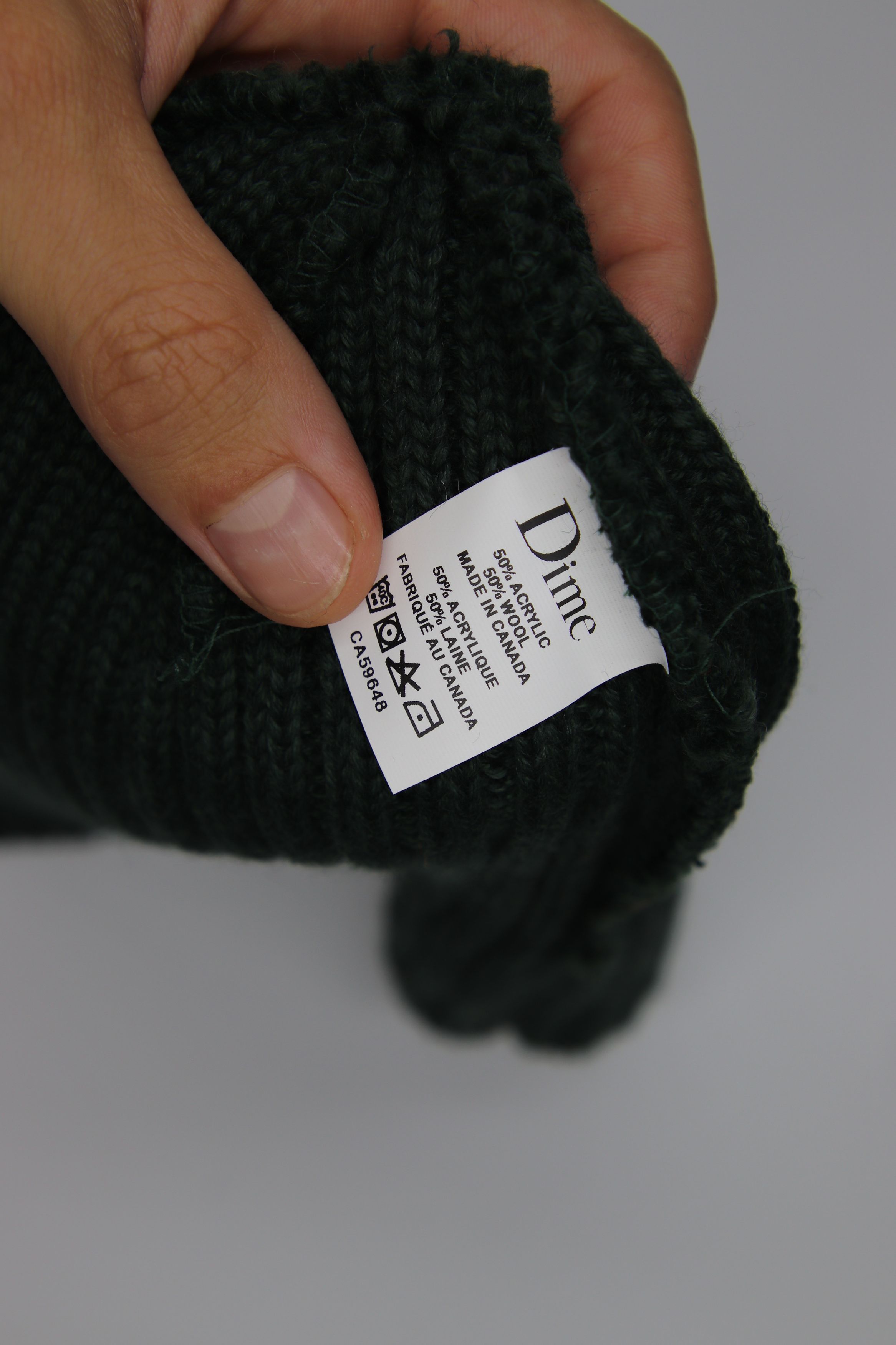 Dime Dime Rib 50% Merino Beanie Green Size ONE SIZE - 3 Thumbnail