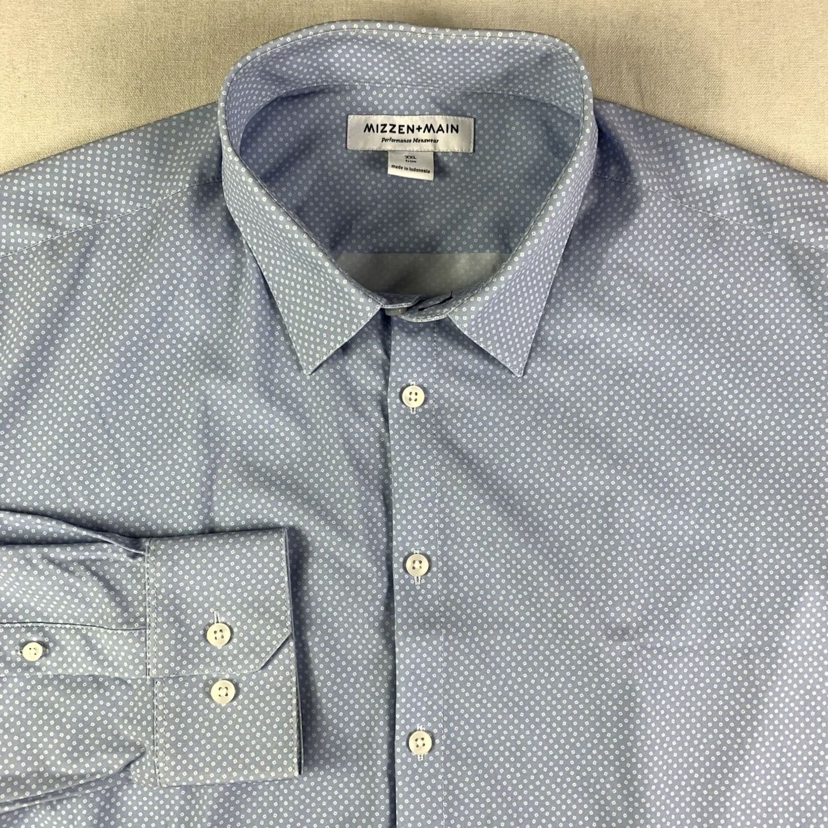 Mizzen+Main Mizzen+Main Shirt Mens 2XL Blue Performance trim Polka Dot Button Size US XXL / EU 58 / 5 - 2 Thumbnail