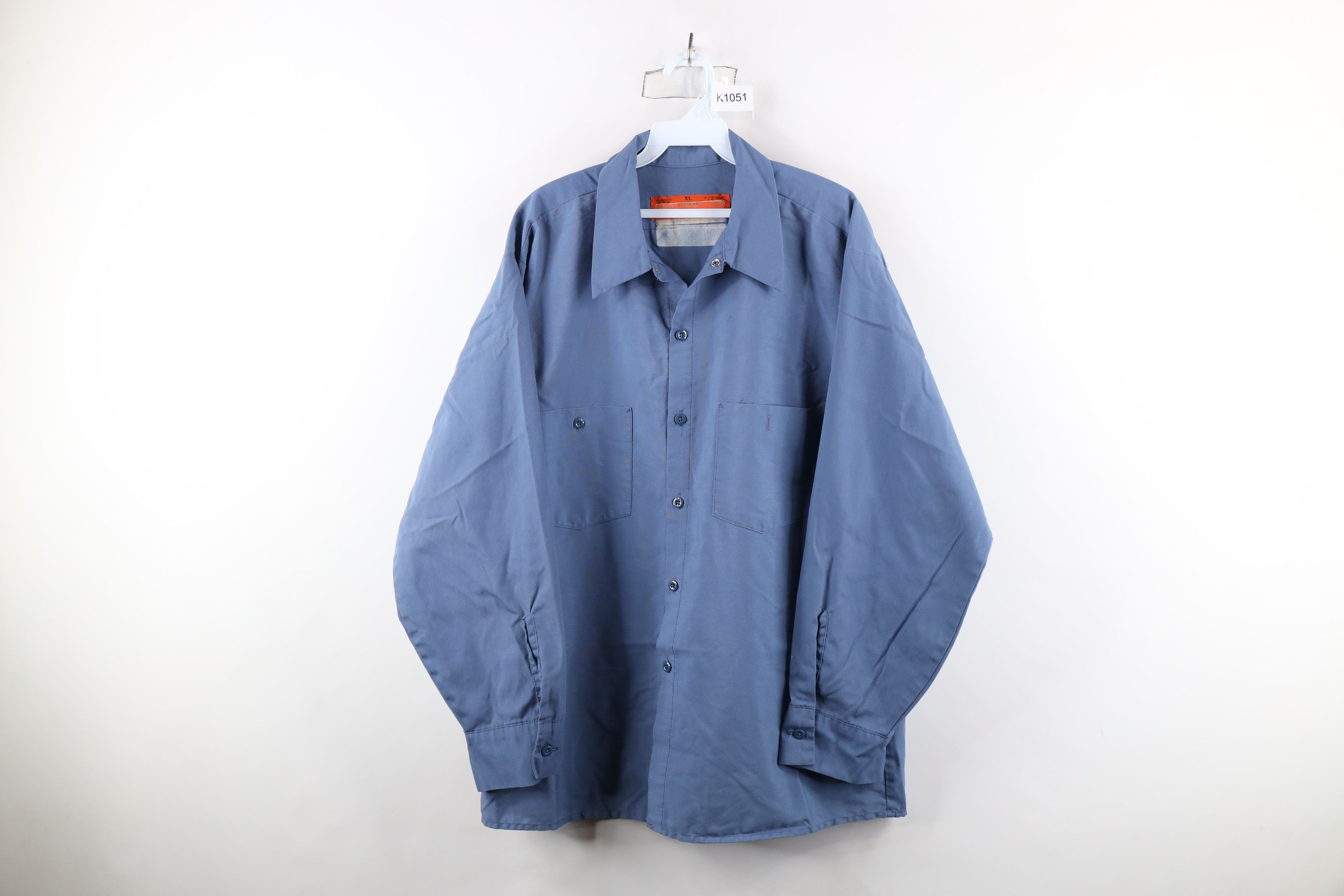 Vintage Vintage 90s Streetwear Mechanic Button Shirt Blue USA Size US XL / EU 56 / 4 - 1 Thumbnail