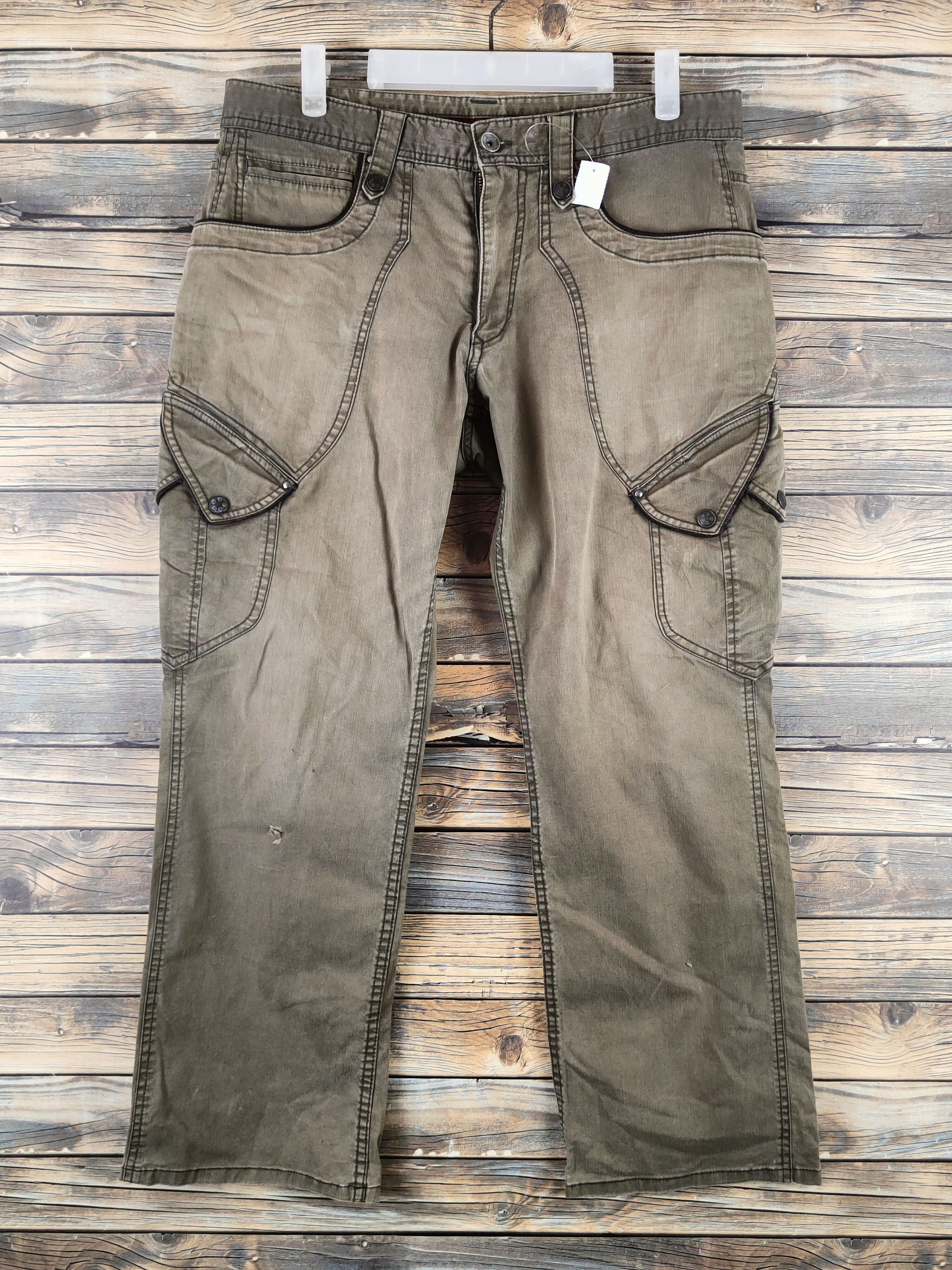 Nicole Club DL Nicole Club Olive Multipocket Cargo Pants #46-371 Size US 33 - 1 Thumbnail