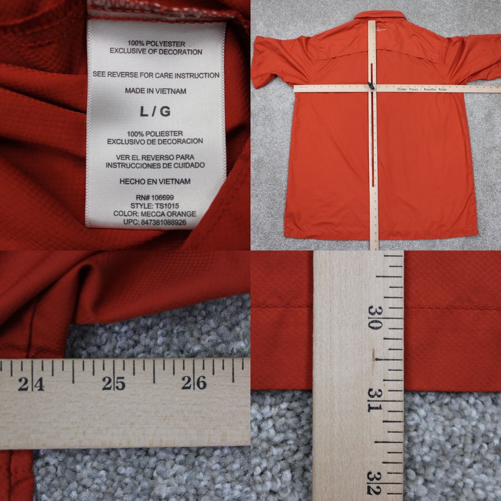 Habitat Habit Shirt Mens Large Mecca Orange Vented Fishing Performance S/S Button Down Size US L / EU 52-54 / 3 - 8 Thumbnail