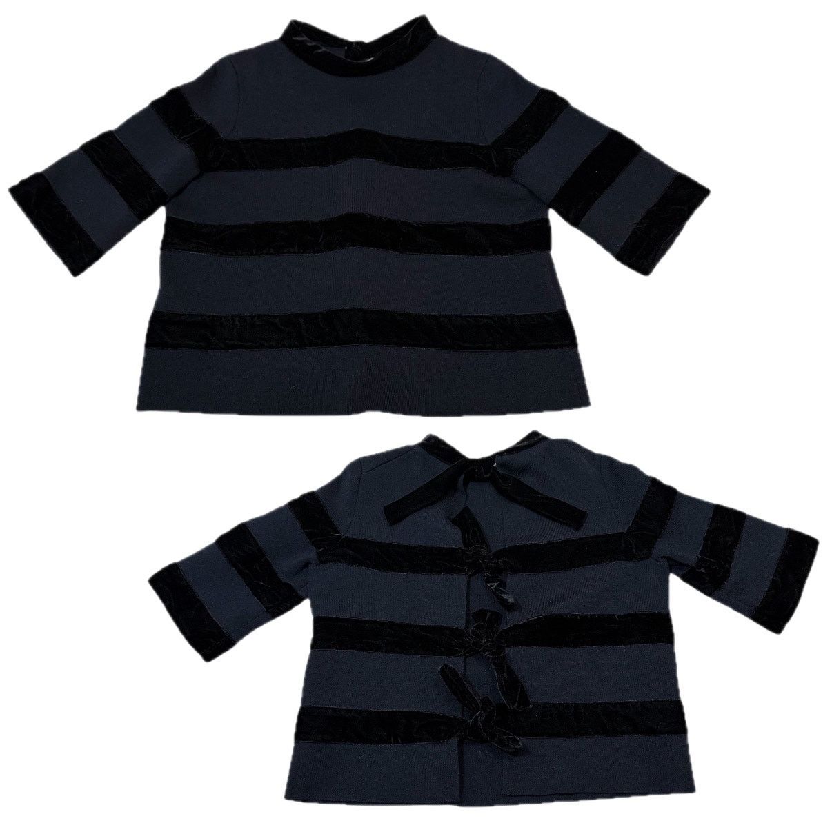 Maje Maje Velvet Stripe Meline Top Open Back Blue Size 2 / Medium Size M / US 6-8 / IT 42-44 - 1 Thumbnail