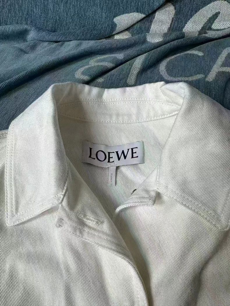 Loewe LOEWE White leather logo logo shirt jacket Size XXS / US 00 / IT 34 - 3 Thumbnail