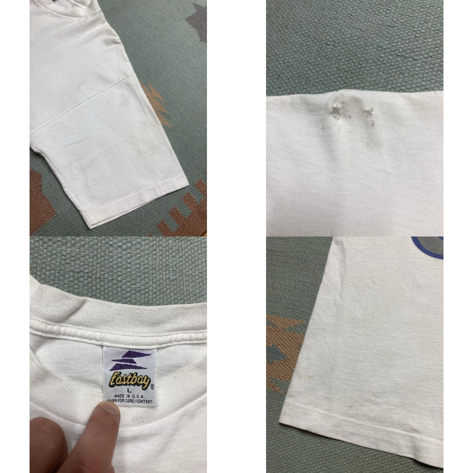 Vintage VINTAGE 90s Eastbay T-Shirt Men Adult Large White Baseball Distressed Glove Make a Little Size US L / EU 52-54 / 3 - 8 Thumbnail