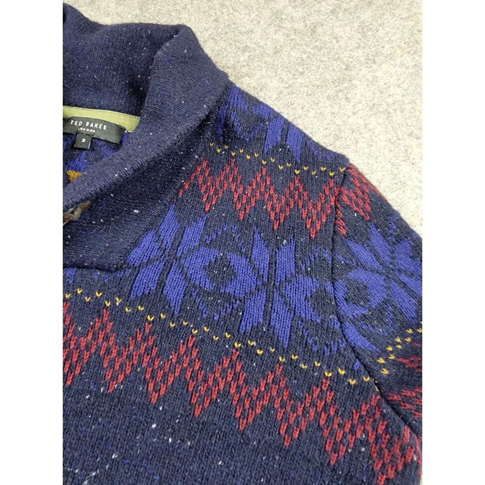 Ted Baker Ted Baker Sweater Mens Size 3 Medium Blue Fair Isle Lambswool Knit Pullover Size US M / EU 48-50 / 2 - 7 Thumbnail