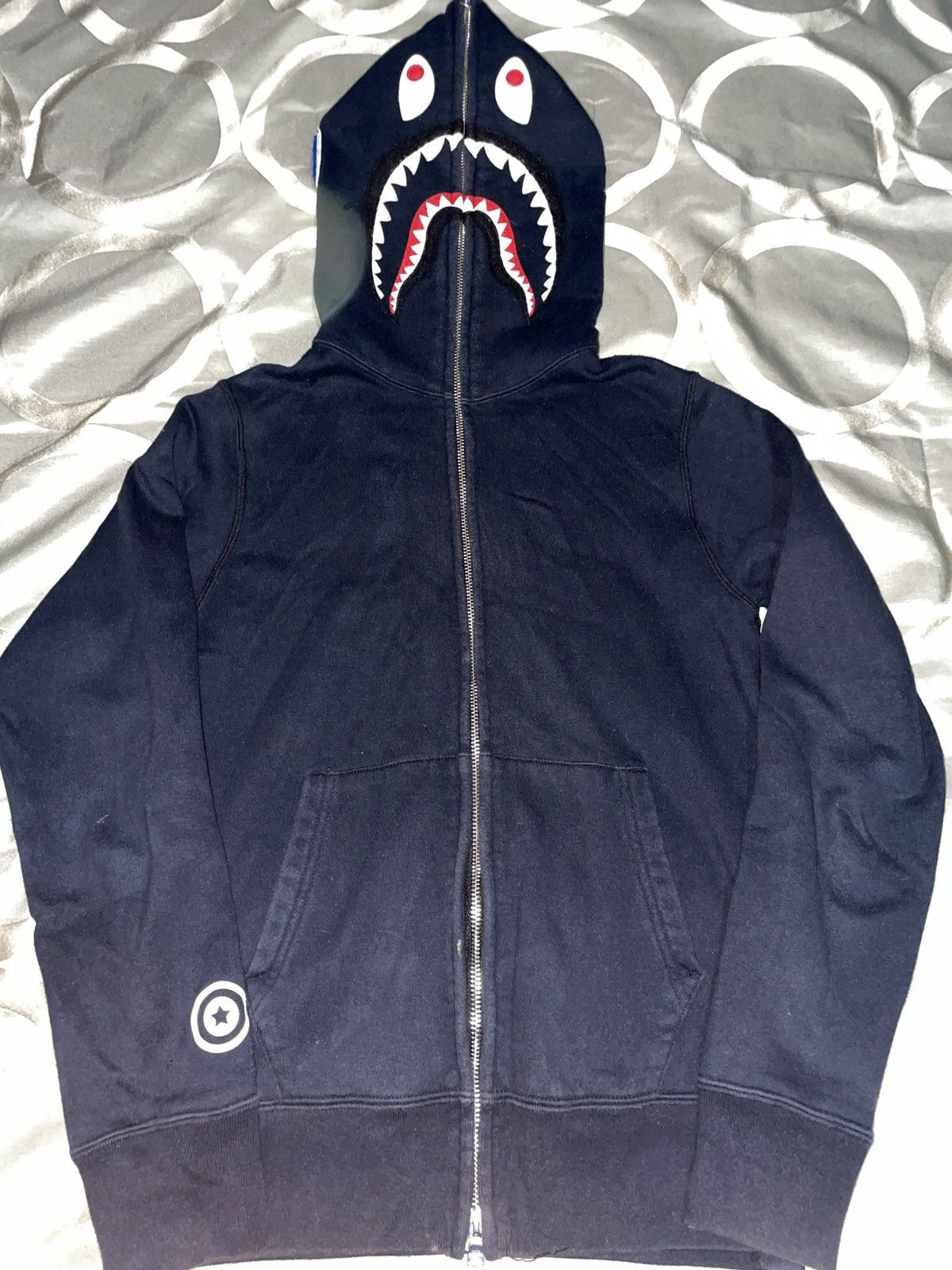 Bape Bape navy blue shark hoodie S Size US S / EU 44-46 / 1 - 1 Thumbnail