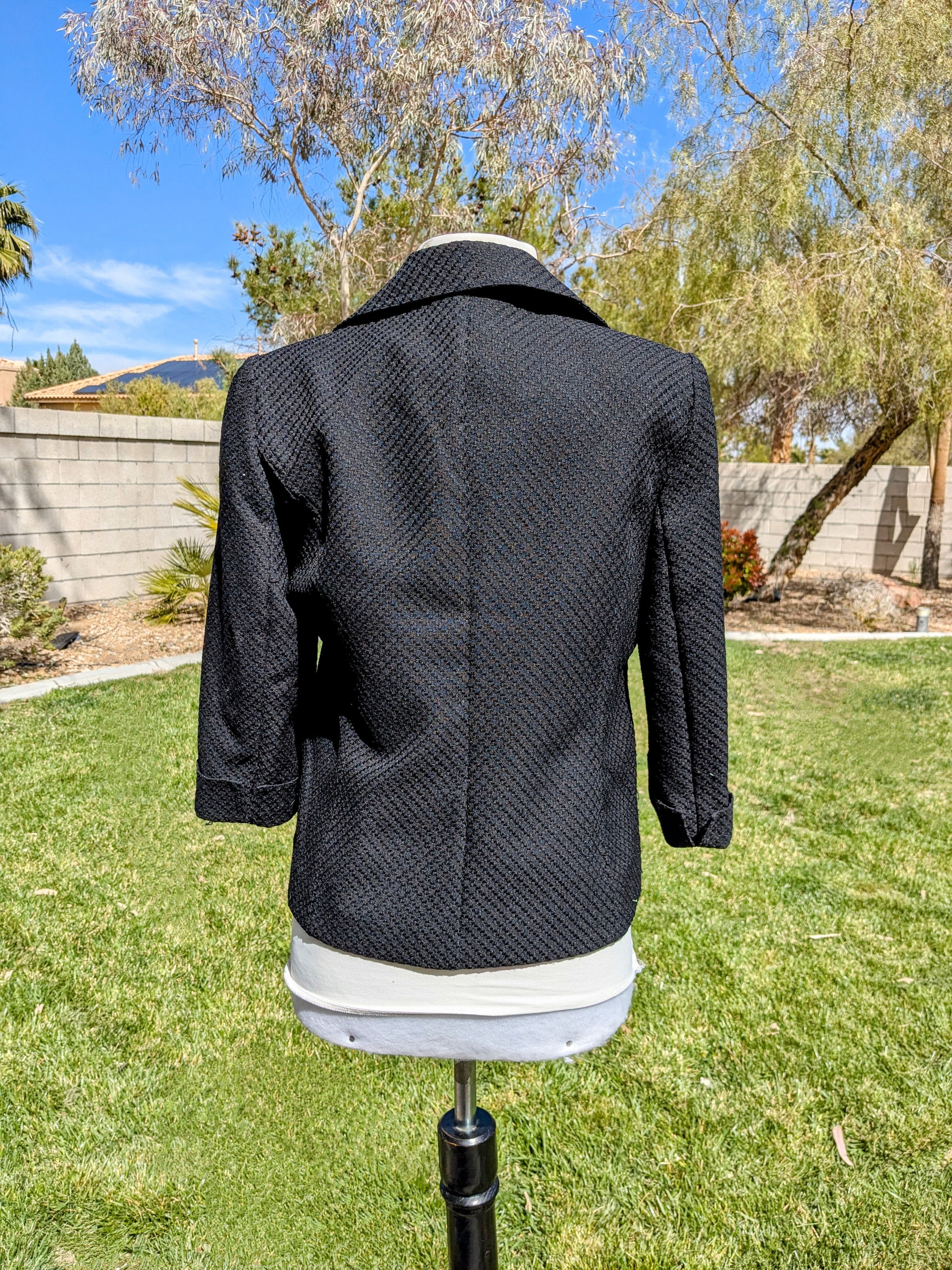 Designer Retro First Option Textured Diamond Weave Short Coat Jacket Size S / US 4 / IT 40 - 4 Thumbnail