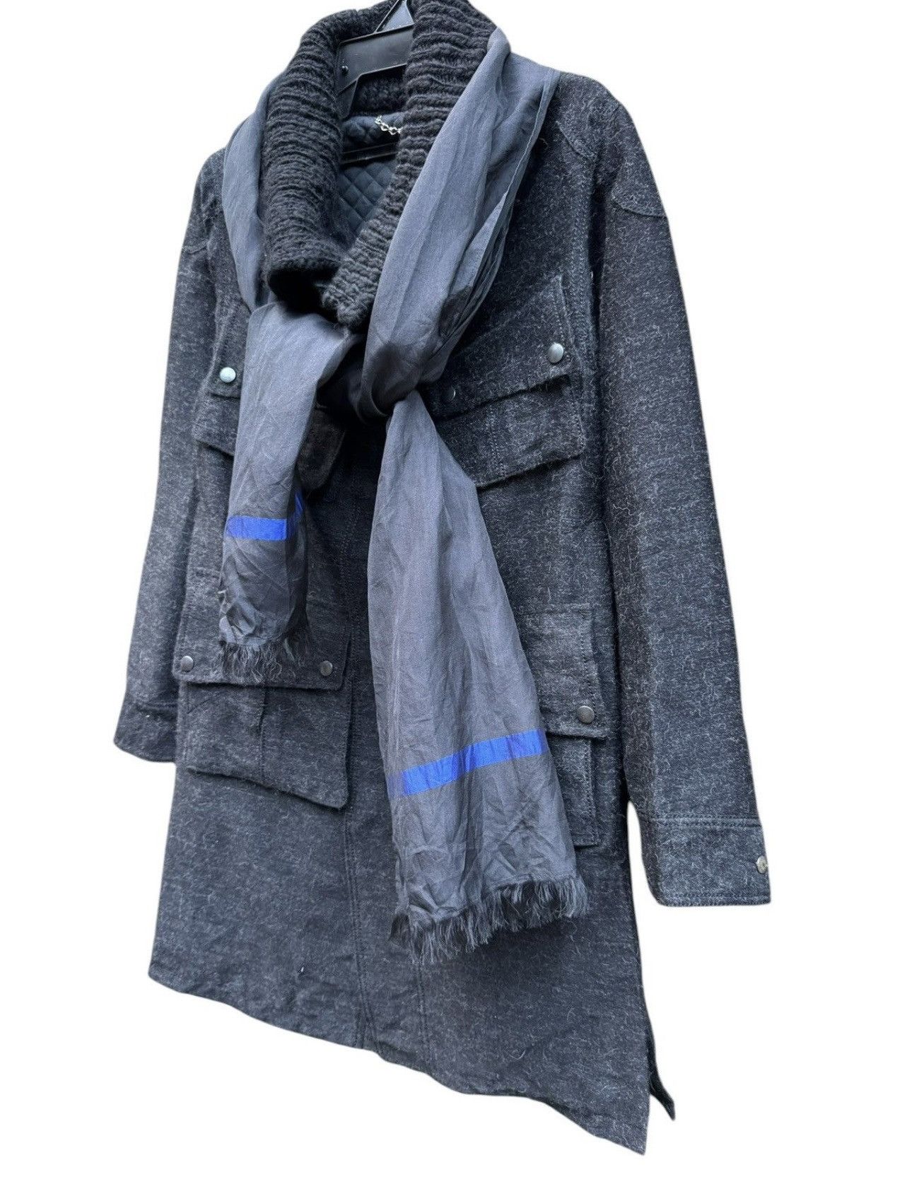 Designer × Maison MIHARA YASUHIRO Miharayasuhiro Quilted Wool Coat with Detachable Scarf Size US S / EU 44-46 / 1 - 10 Thumbnail