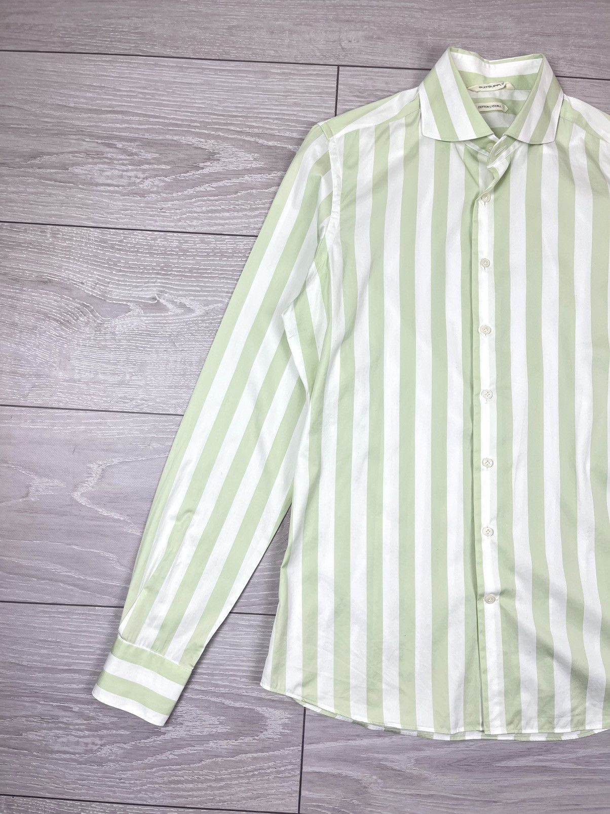 Suitsupply Suitsupply Cotton Lyocell Slim Striped Button Shirt Size US M / EU 48-50 / 2 - 4 Thumbnail