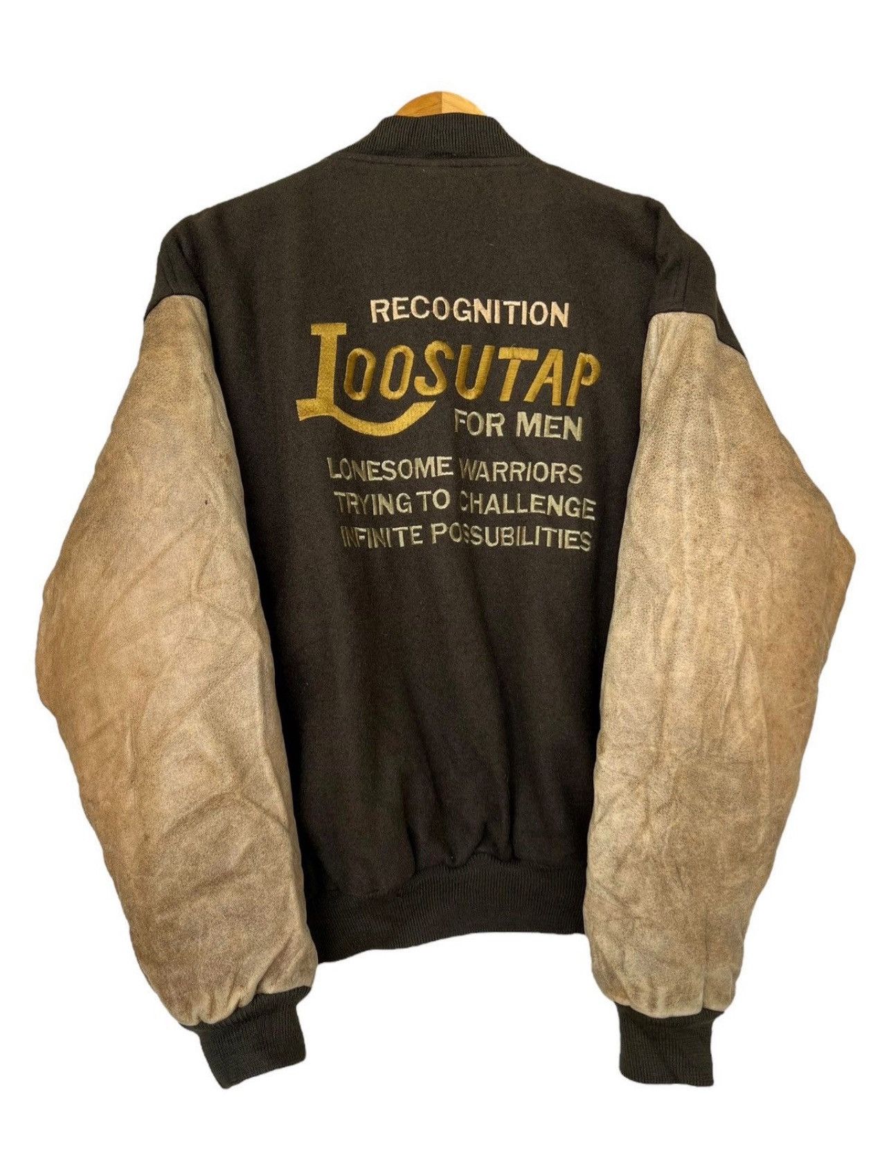 Vintage Loosutap Patch Embroidered Green Leather Varsity Jacket Size US L / EU 52-54 / 3 - 1 Thumbnail