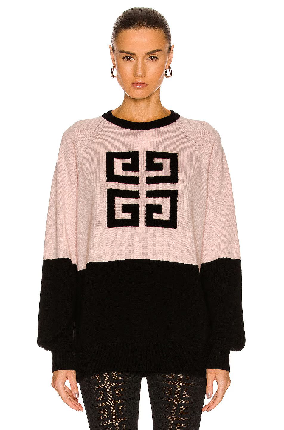 Givenchy o1w1db10325 Bicolor Crewneck Sweater Front 4G in Black/Pink Size M / US 6-8 / IT 42-44 - 1 Thumbnail