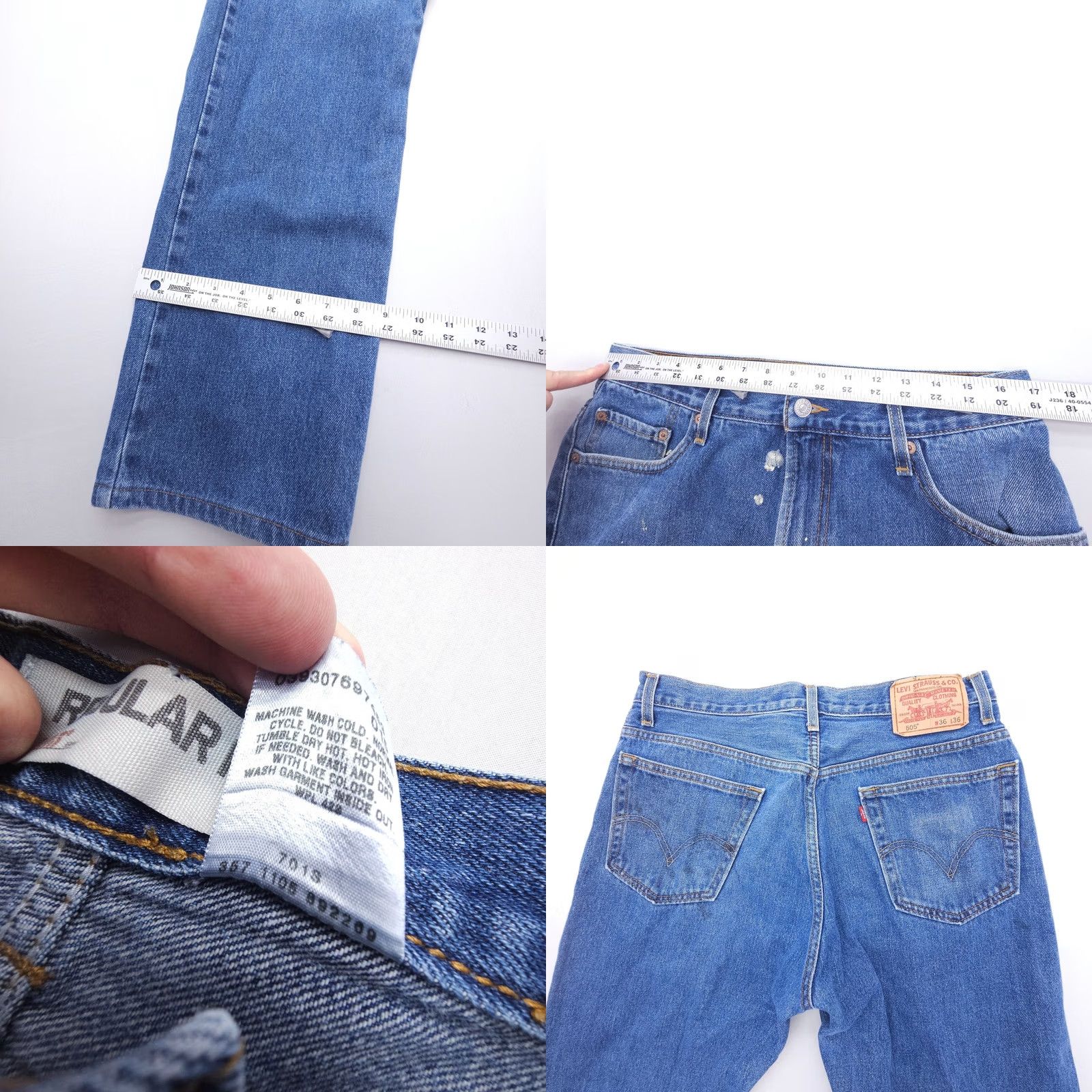 Levi's VINTAGE Levi's 505 Jeans Mens 36x36 Blue Straight Denim 90s 00s 34x32 Medium Wash Regular Pocket 5-Pocket Mens Size US 36 / EU 52 - 8 Thumbnail