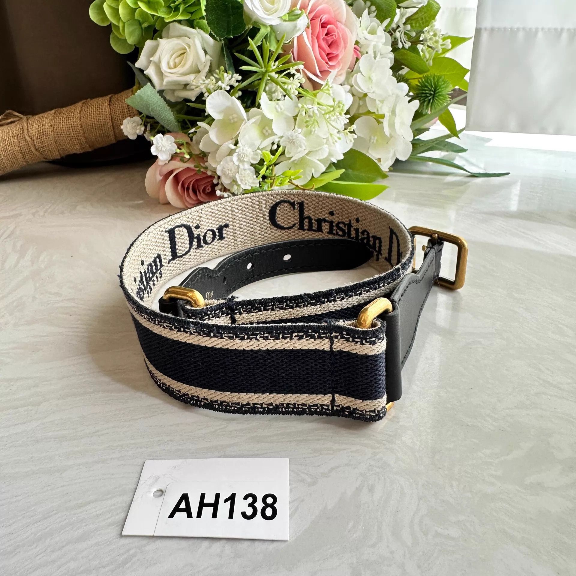 Christian Dior Monsieur Christian Dior Logo Waist Belt 82x3.5 AH138 Size ONE SIZE - 2 Thumbnail