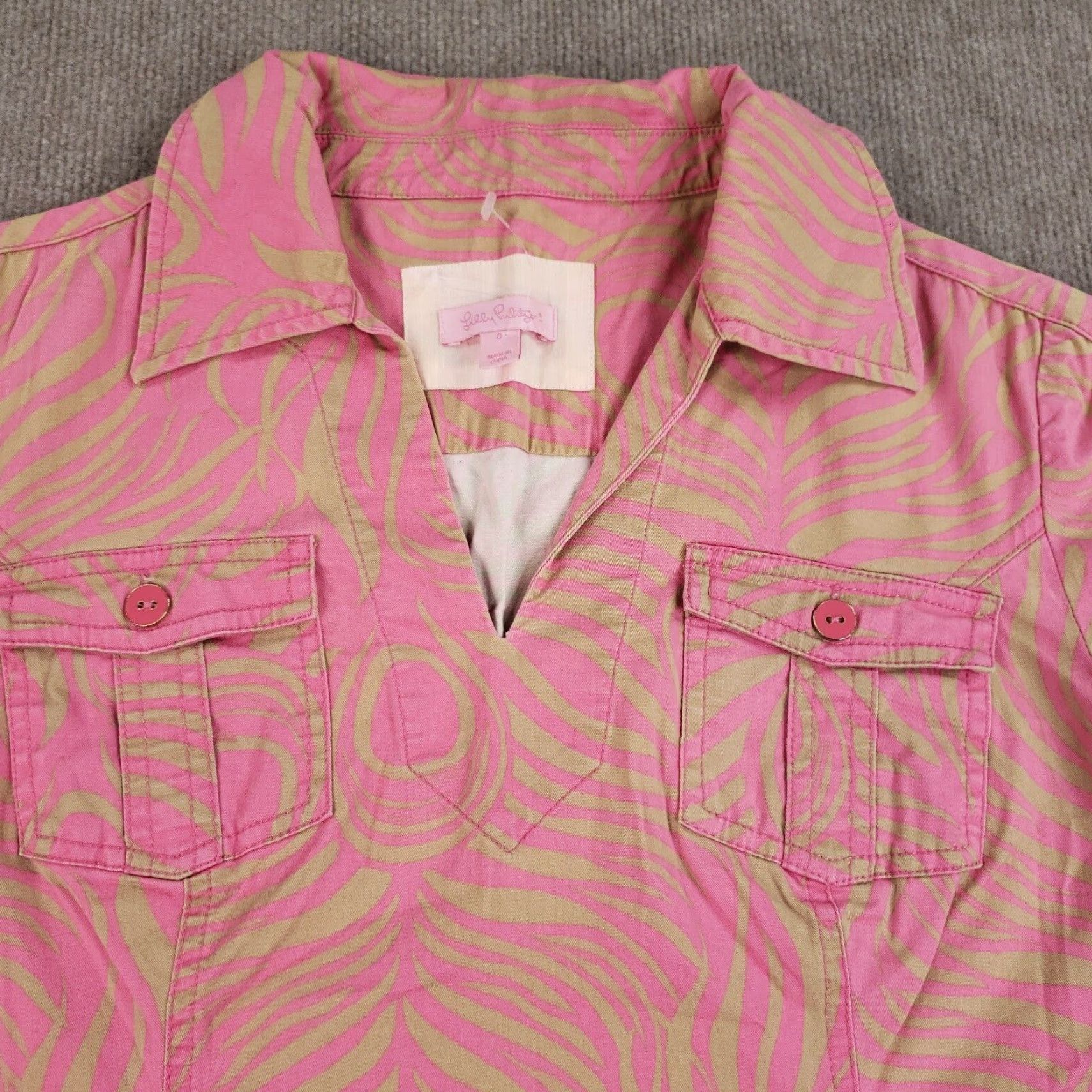 Lilly Pulitzer Lilly Pulitzer Pink Floral V Neck Roll Tab Sleeve Shirt Dress Womens Size 0 Knee Length Beach Size XS / US 0-2 / IT 36-38 - 7 Thumbnail