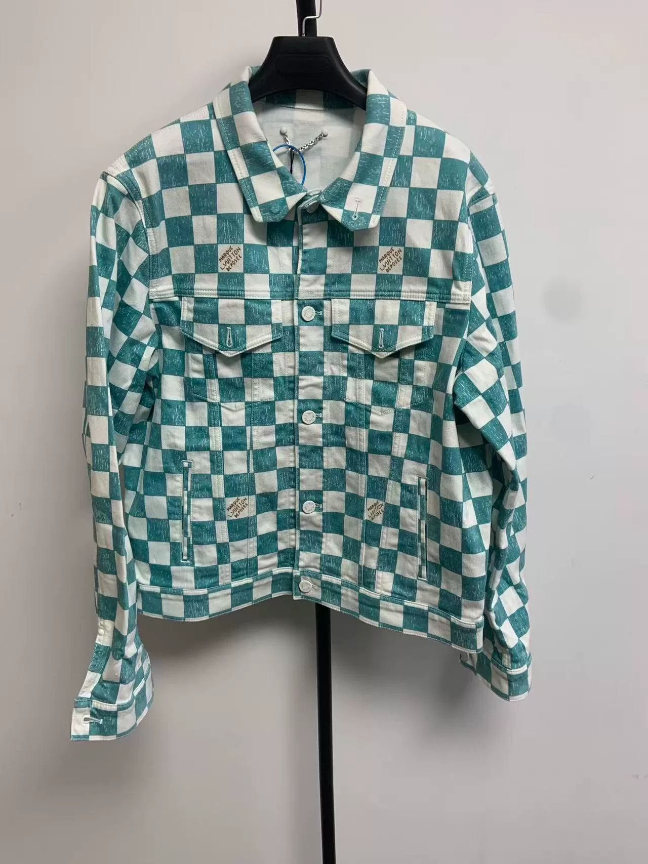 Louis Vuitton Louis Vuitton Green Checkered Cropped Denim Jacket Size XXL / US 16-18 / IT 52-54 - 1 Thumbnail