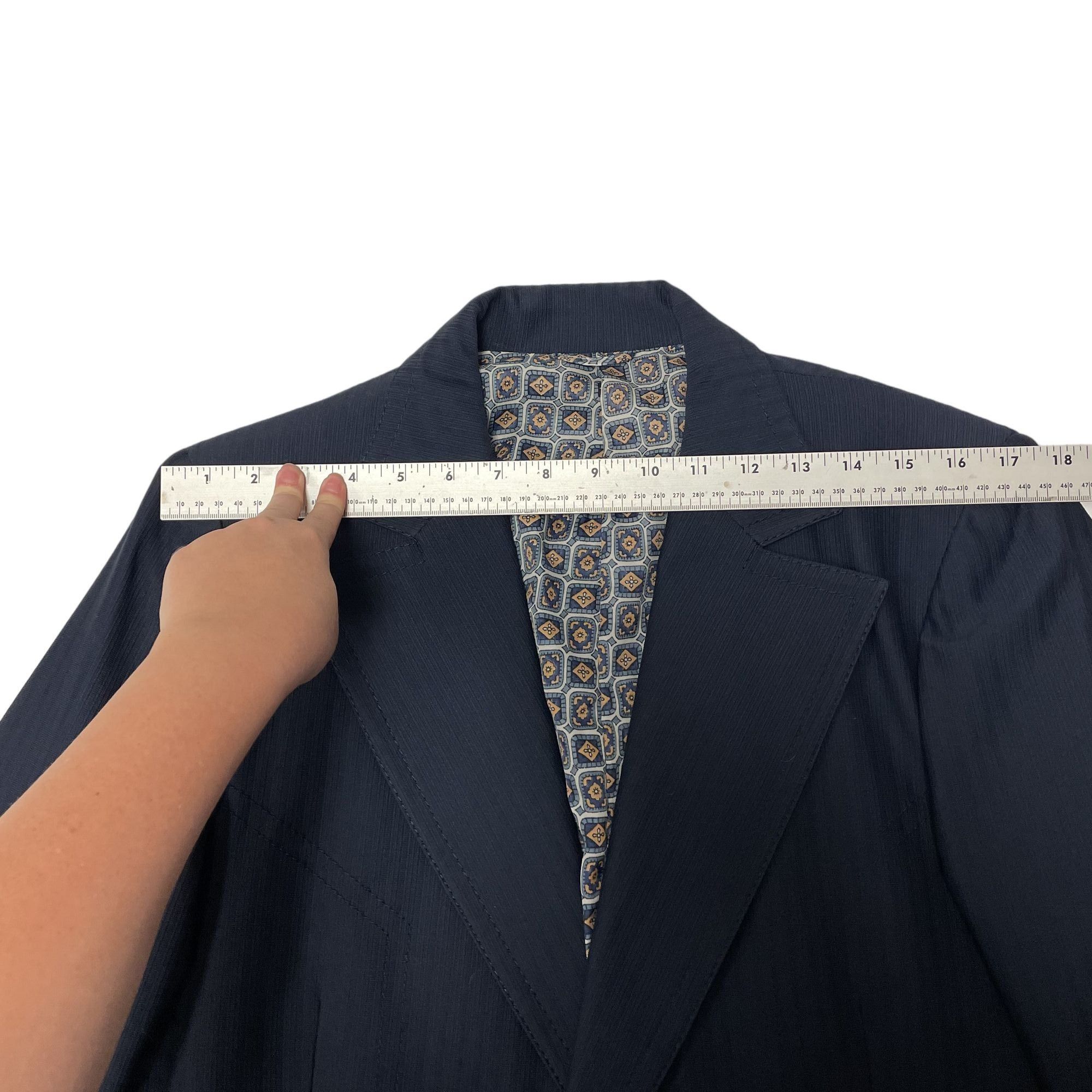 Other Vtg BESPOKE Sport Coat Blue SHARKSKIN Disco Leisure Jacket Size 38R - 9 Thumbnail