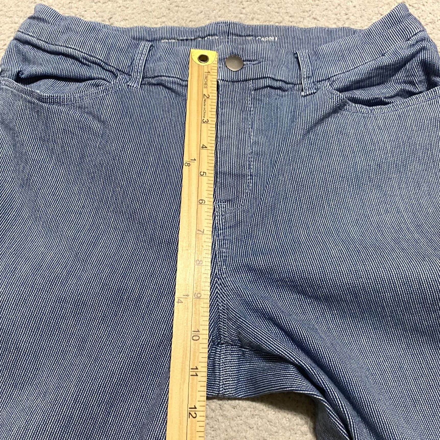 Vintage Chico's Womens Pants Blue Striped Capri High Rise Straight M Adults 29 In Waist Cotton Spandex Comfortable Pockets Casual 20.5 In Inseam Size 29" - 7 Thumbnail