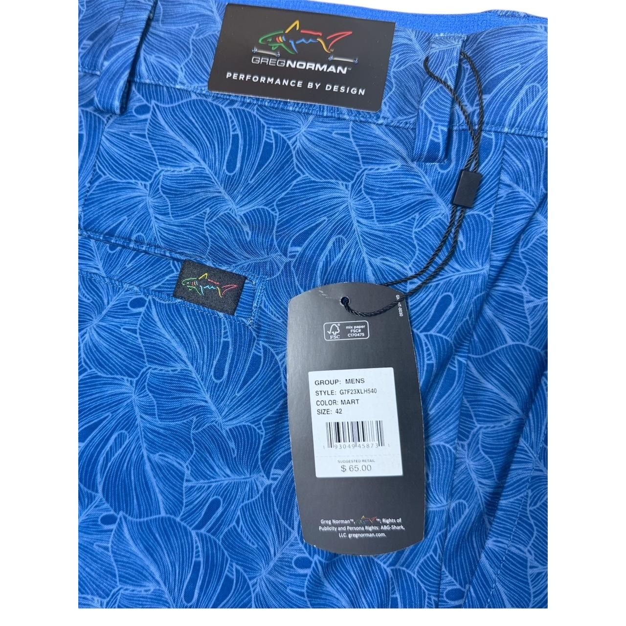 Greg Norman Greg Norman Mens Blue Palm Leaves Print Pockets Golf Shorts Size US 42 / EU 58 - 4 Thumbnail