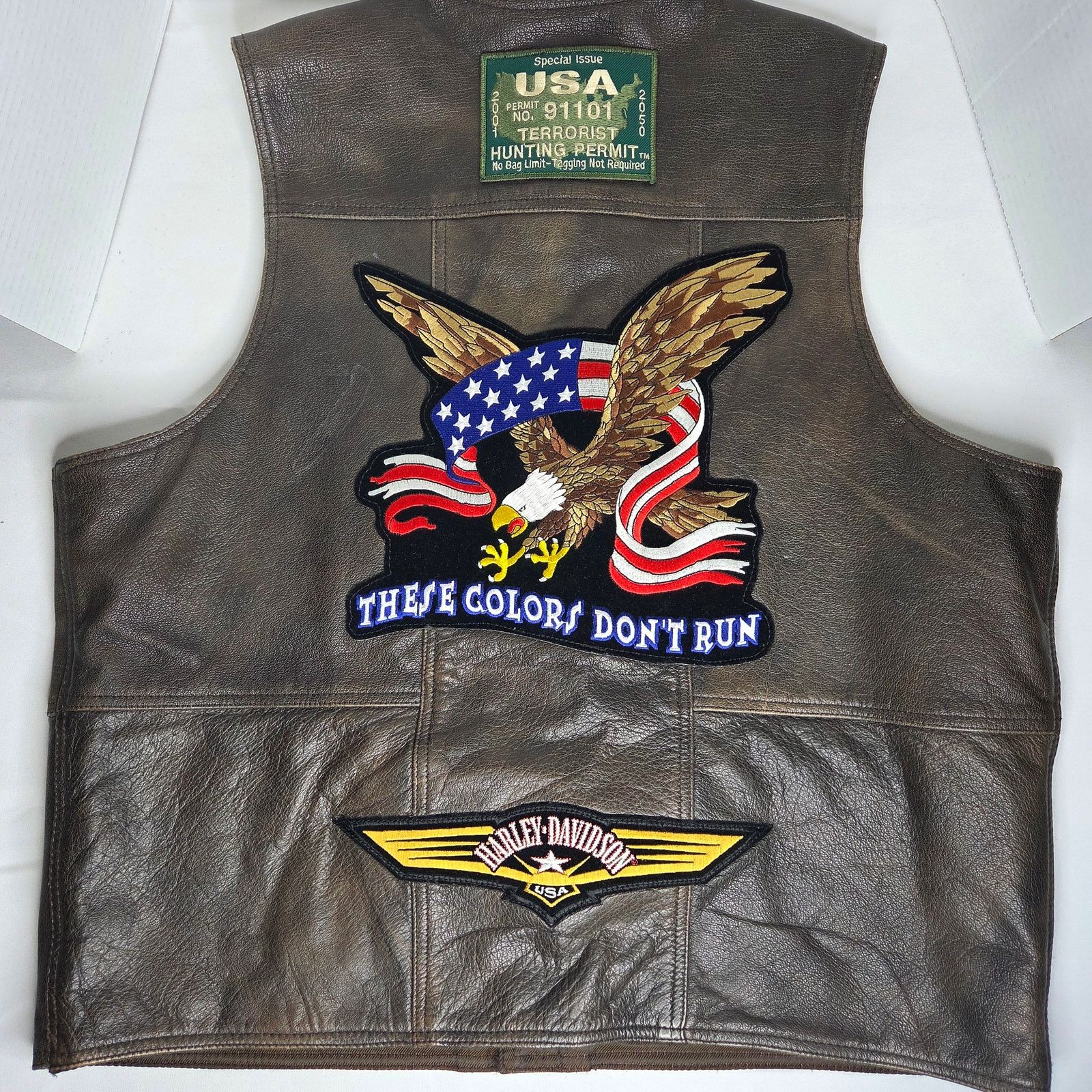 21 Men Vintage Men's Himalaya Leather Motorcycle Riding Vest Size US XL / EU 56 / 4 - 4 Thumbnail