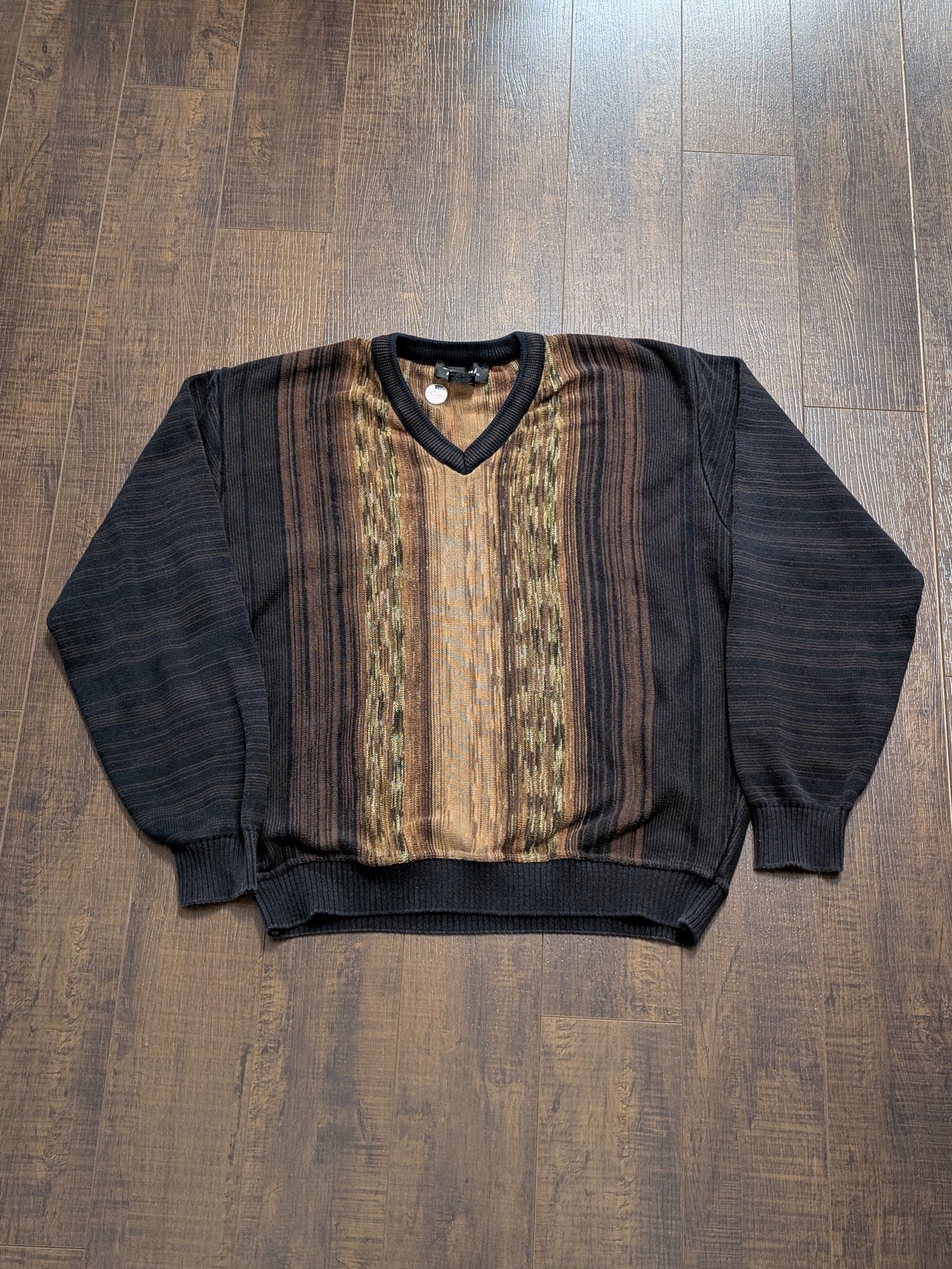Other 90's Tosani Black and Brown Striped Knit Sweater Size - M Size US M / EU 48-50 / 2 - 1 Thumbnail